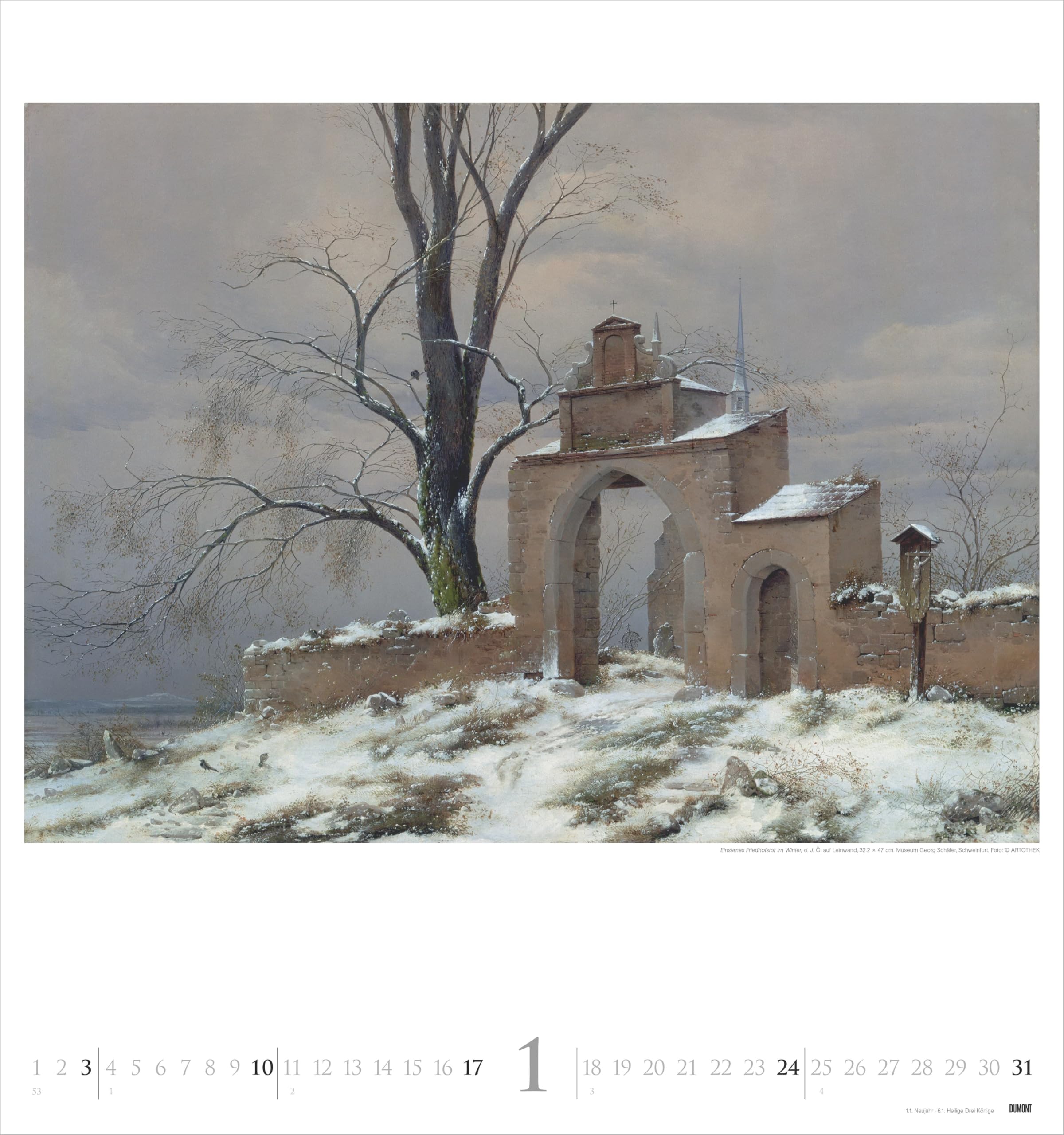 Caspar David Friedrich 2027: Kunstkalender 45x48 cm mit 12 romantischen Landschaftsgemälden und sprachneutralem Kalendarium