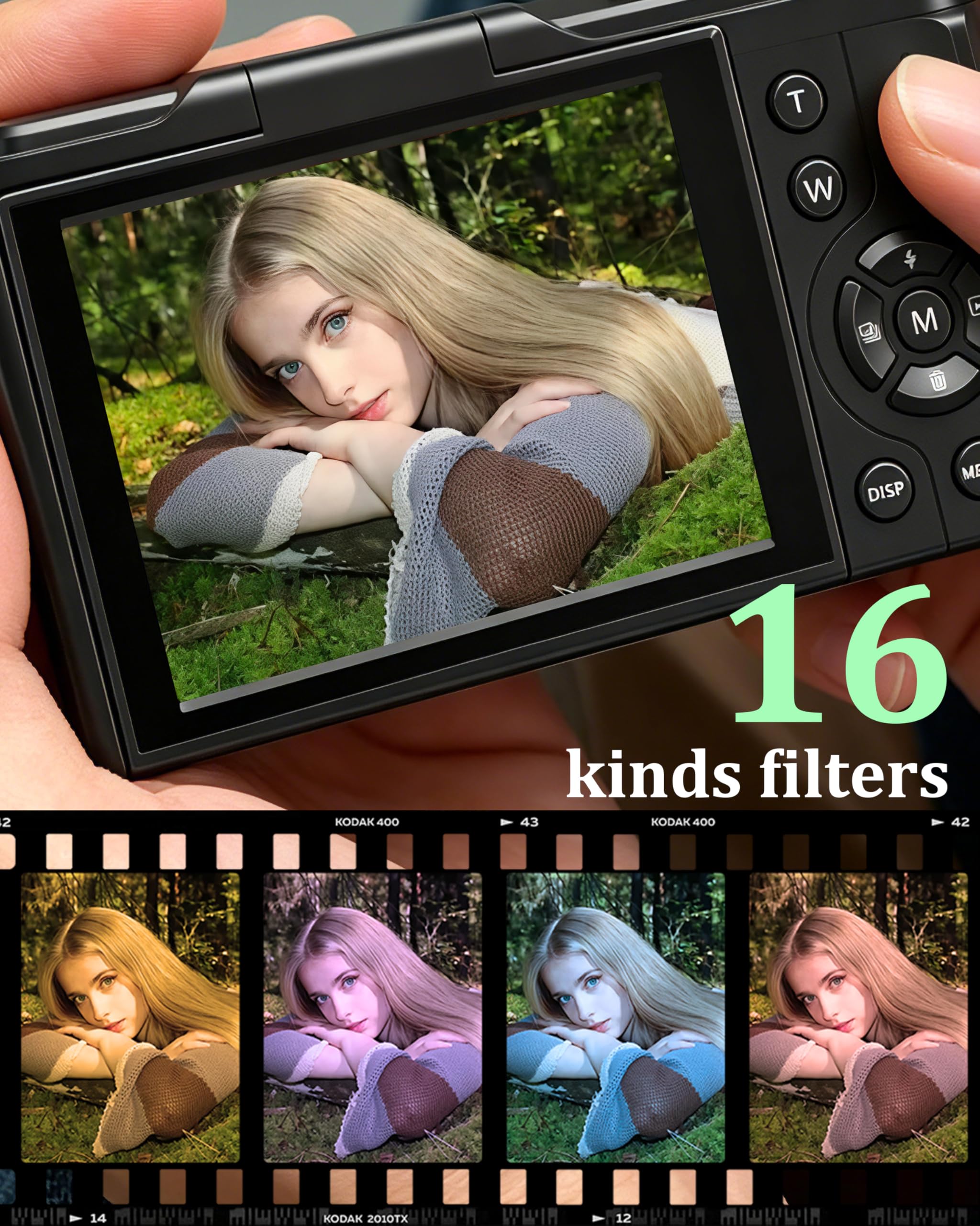 Fotocamera digitale 4K, 64 MP, fotocamera fotografica con schermo a flip da 3,0", 180°, autofocus con zoom digitale 18x, fotocamera compatta portatile con batteria da 1500 mAh, per adolescenti, adulti