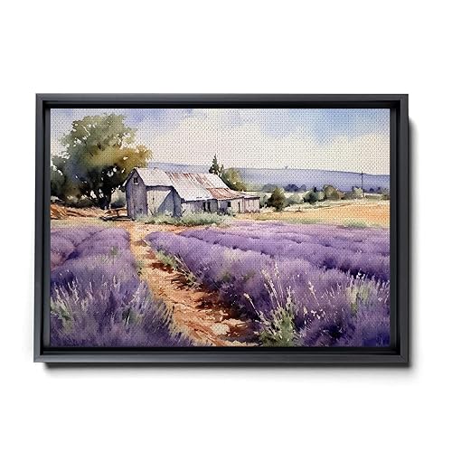 Fields of Lavender, Watercolor Provence Landscape and Lavender Field - Watercolor Painting of Serene Beauty