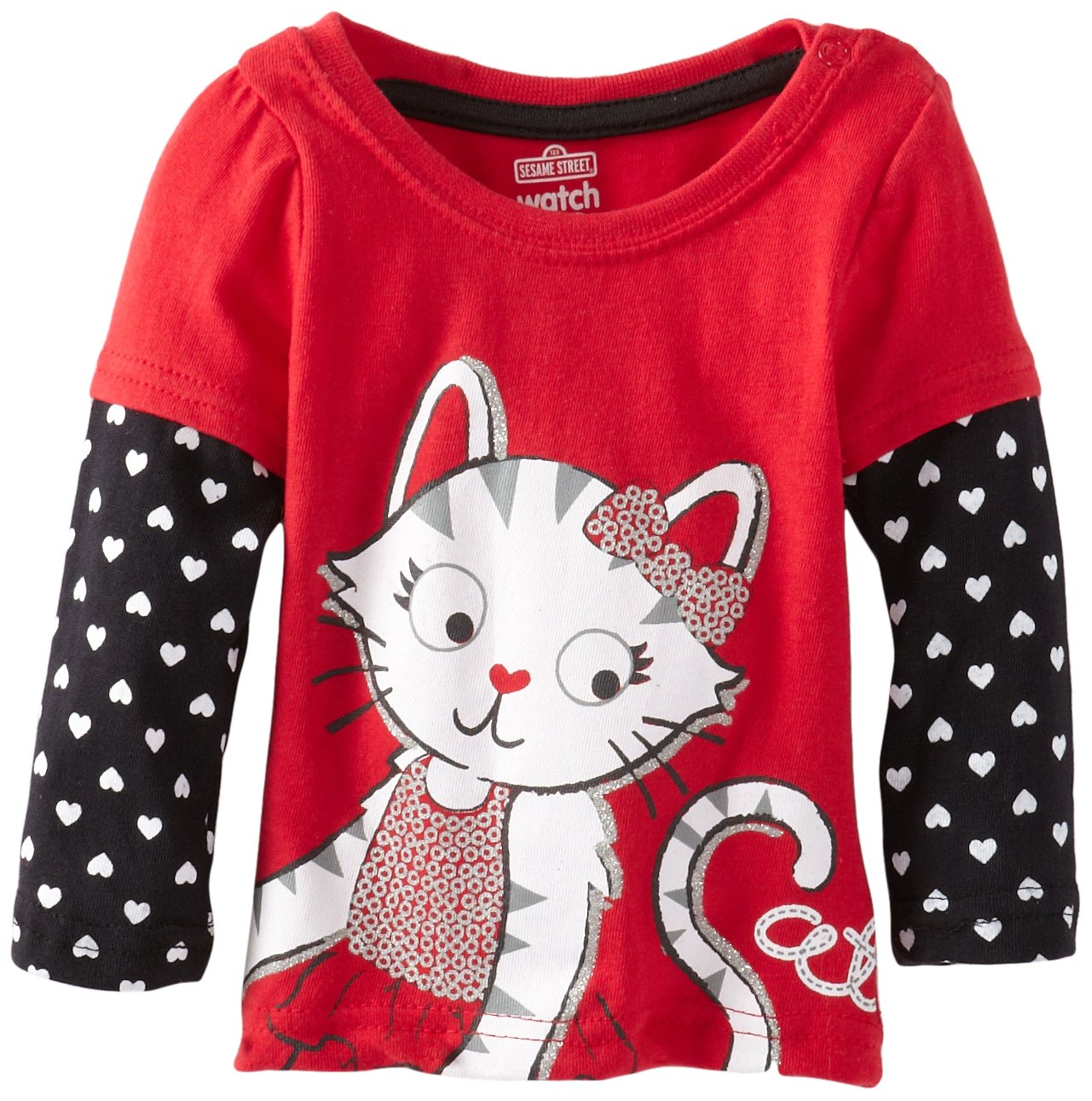 Watch Me Grow! by Sesame Street Baby Girls' 1 Piece Cat Hearts Pullover