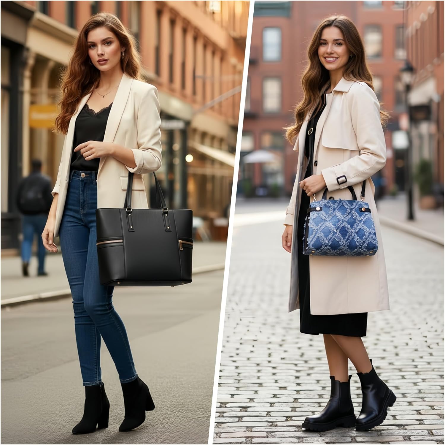 Purses and Handbags for Women Tote Bag Shoulder Bag Top Handle Satchel Purse Set with Wallet Large Work Tote 3pcs - Image 2