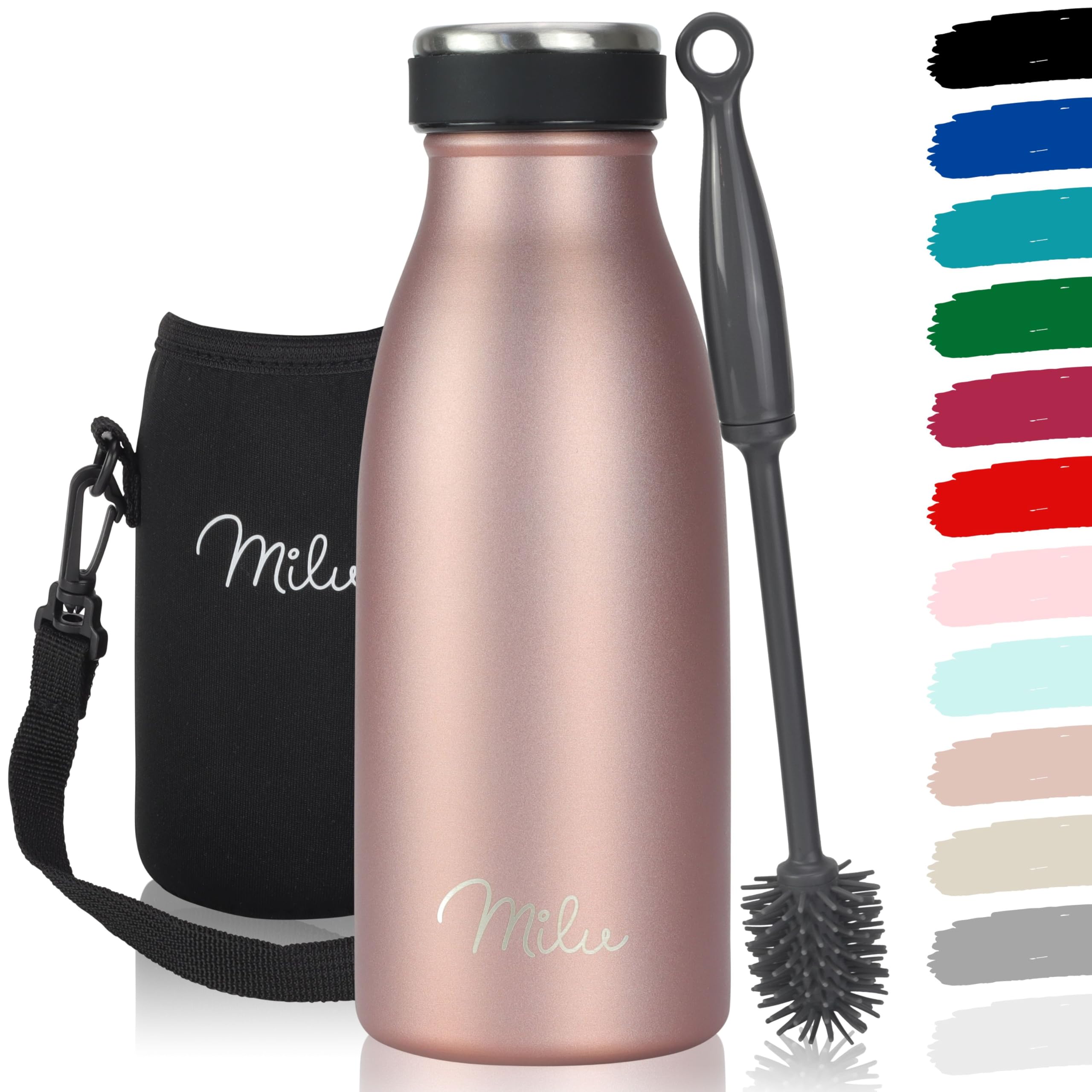 Milu Stainless Steel Drinking Bottle 350 ml - Insulated Thermo Flask for Water - Leak Proof, Insulated and Double Walled, Carbonated (Grey, 350 ml) — view 28