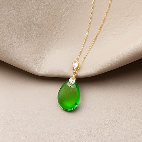 Miniatura 5 de Amber by Mazukna - Natural Amber Pendant Necklace for Women, 18 inches Gold Plated Sterling Silver Chain, Light Weight Gemstone Drop Pendant