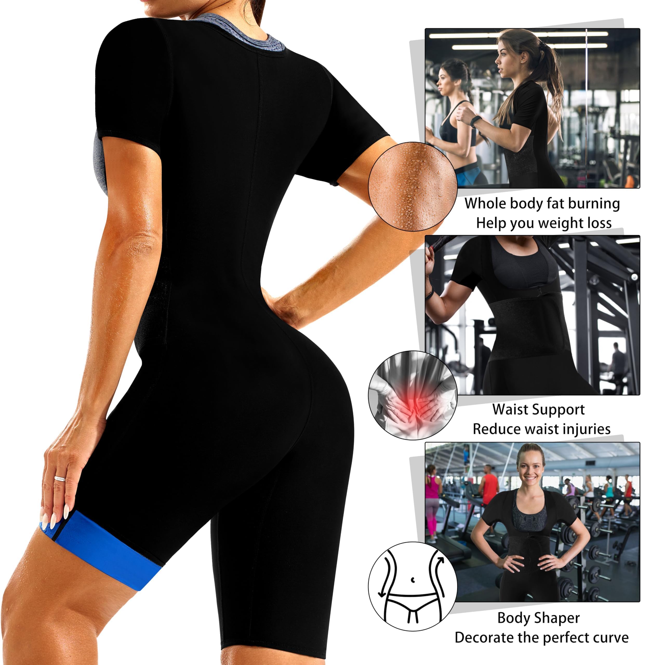 Tuta da sauna dimagrante 4 in 1 per donna modellante corpo con pantaloncini
