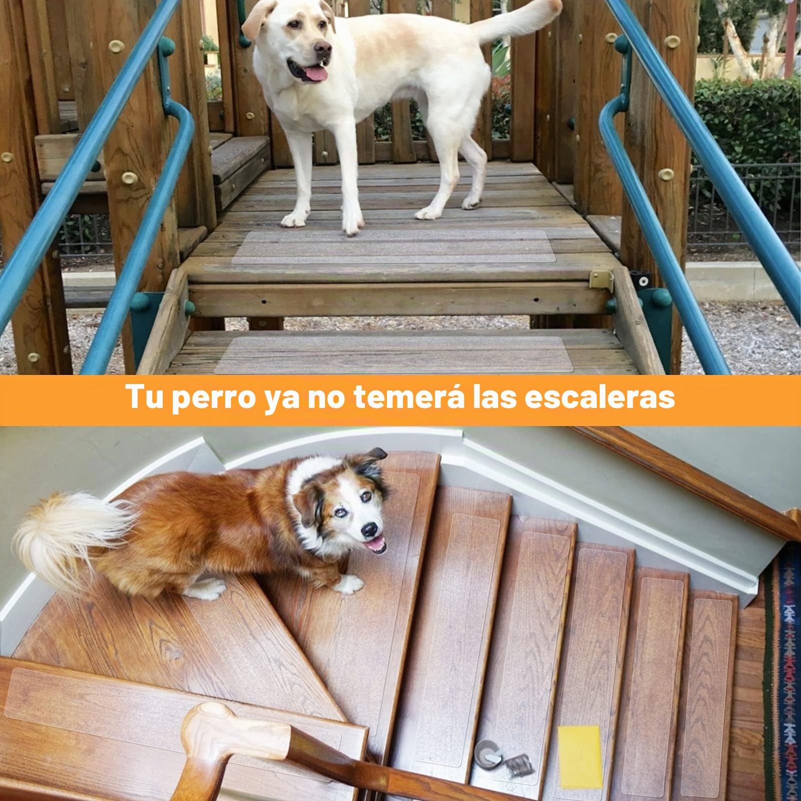 Cinta Antideslizante Escaleras, 60 * 10cm, 15pcs, Cinta Antideslizante de Tracción, Cinta Adhesiva Antideslizante Seguridad, Adecuado para Uso Interior, Impermeable, Transparente