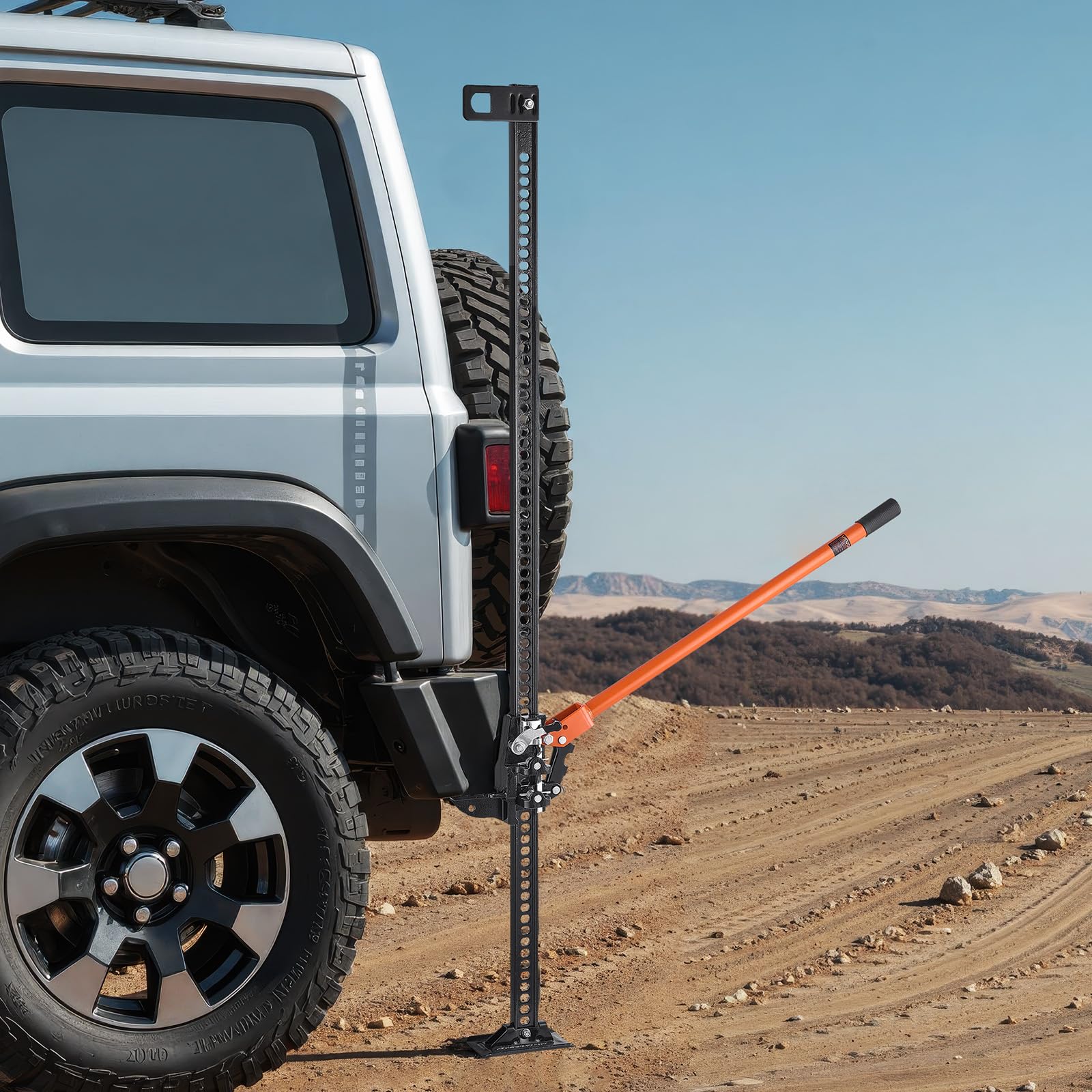 VEVOR Gato Agrícola 153 cm con Elevación Alta y Trinquete Carga Máxima de 3,18 T para Uso Todoterreno de Alta Resistencia con Rango de Elevación de 130,1 a 1380 mm para Tractor, Camión, SUV