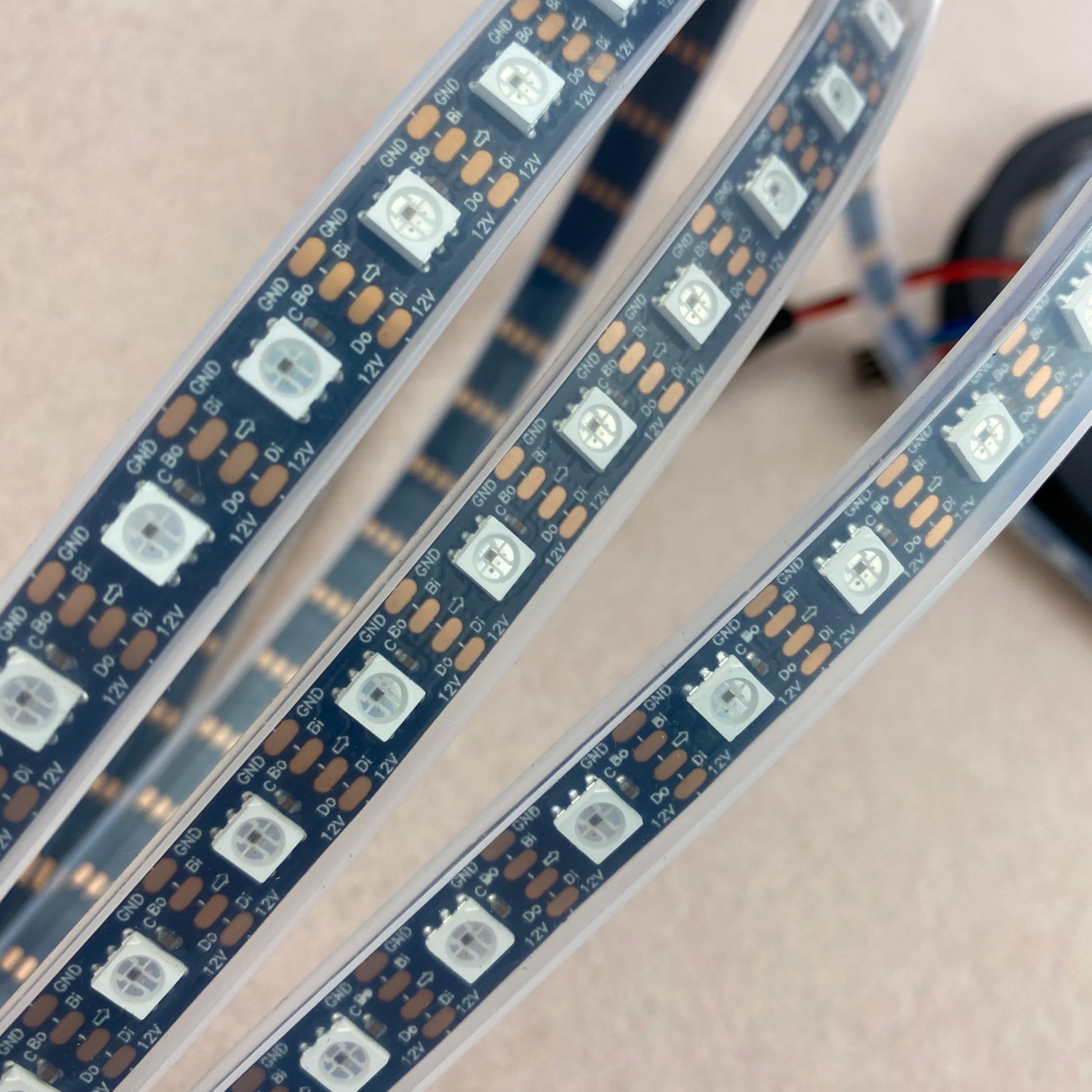 Tira LED RGB 5050 direccionable a todo color WS2815 DC12 V, 72 leds/96 leds/m, IP20/IP65/IP67/PCB negro (96 LED por metro, relleno de silicona IP68 de 300 cm)