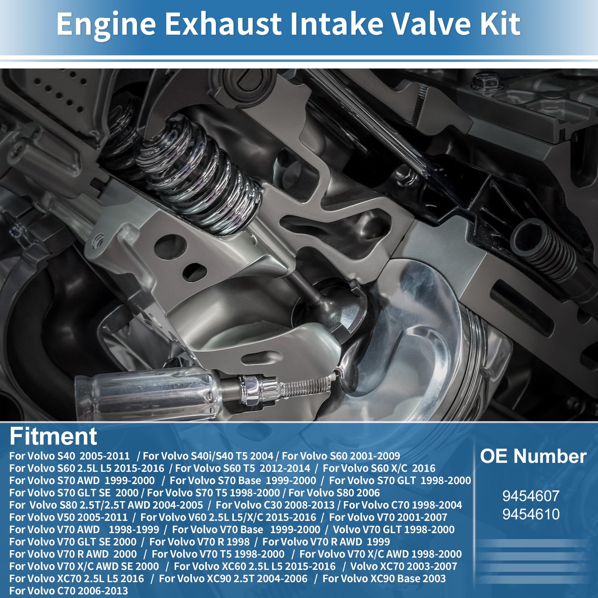 1 Set 9454607 Kit Valvole Di Aspirazione E Scarico Motore per Volvo S40 2005-2011 per Volvo S40i/S40 T5 2004