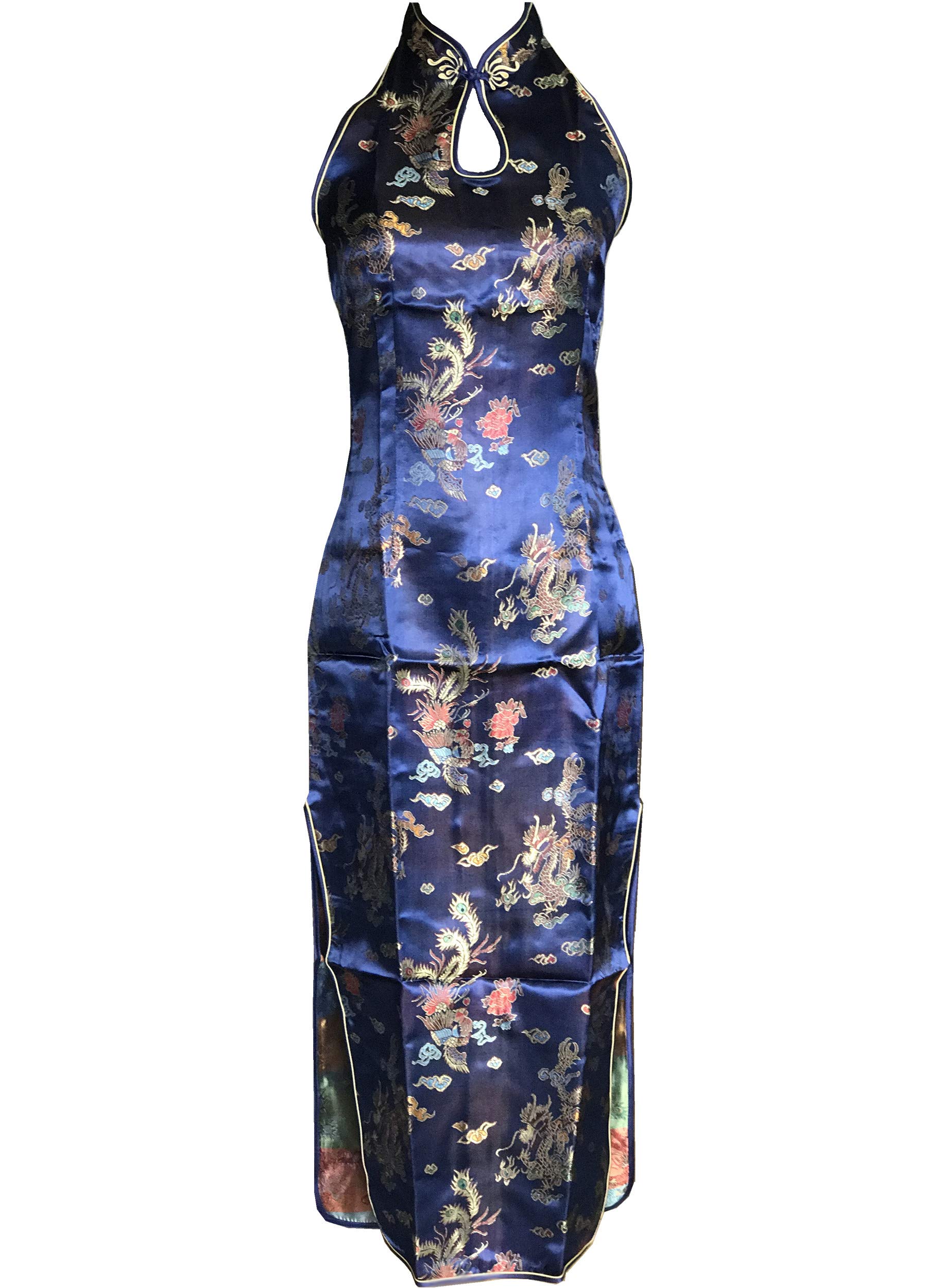 Shanghai Story Dragon Phoenix Floral Halter Backless Long Qipao Dress 13 Color