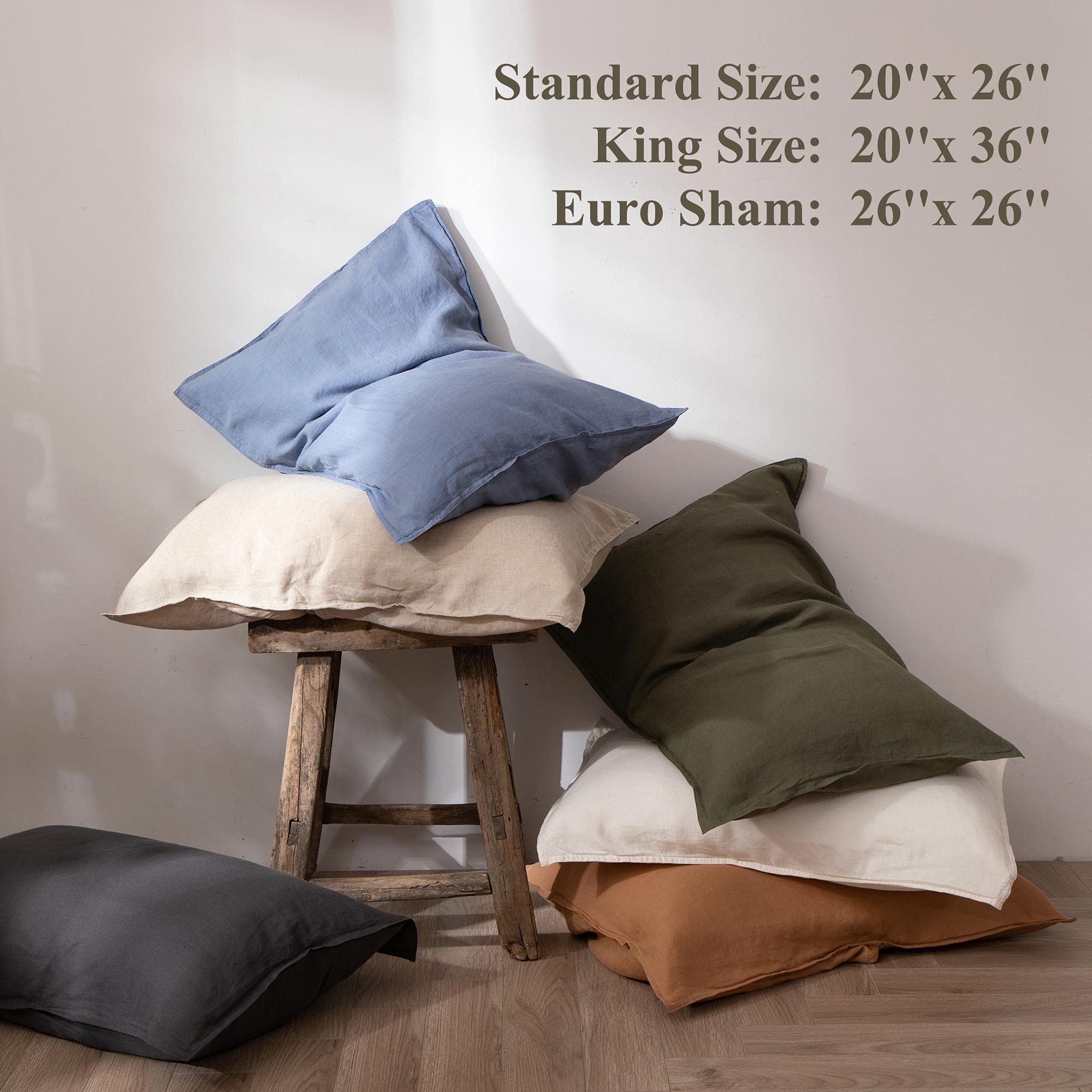 Atlinia 100 linen pillowcases set of 2 euro size 26 x 26 pillow