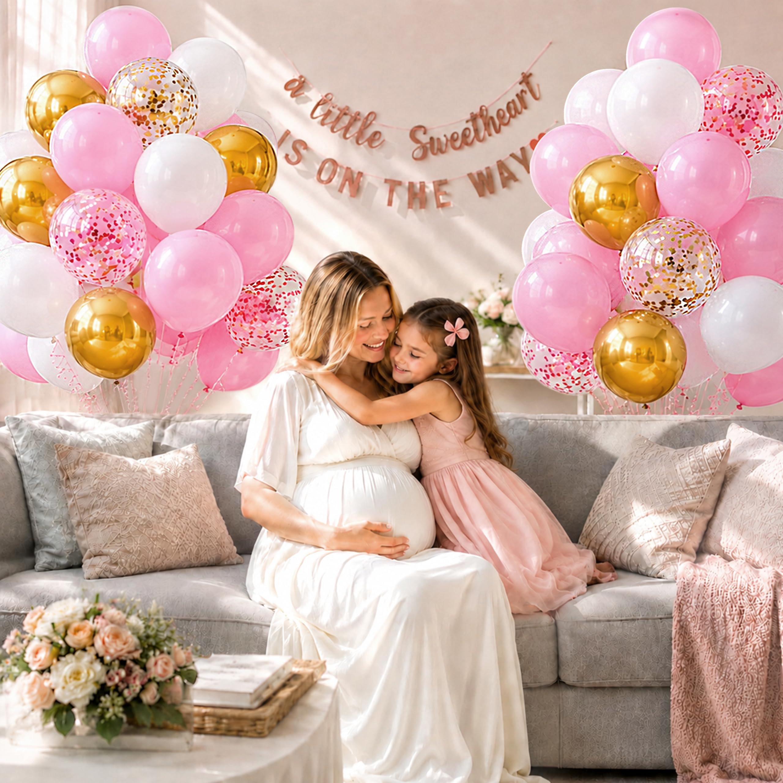 62pcs Pink White Gold Confetti Latex Balloons Kit for Birthday Party, 12" — Amazon image 6