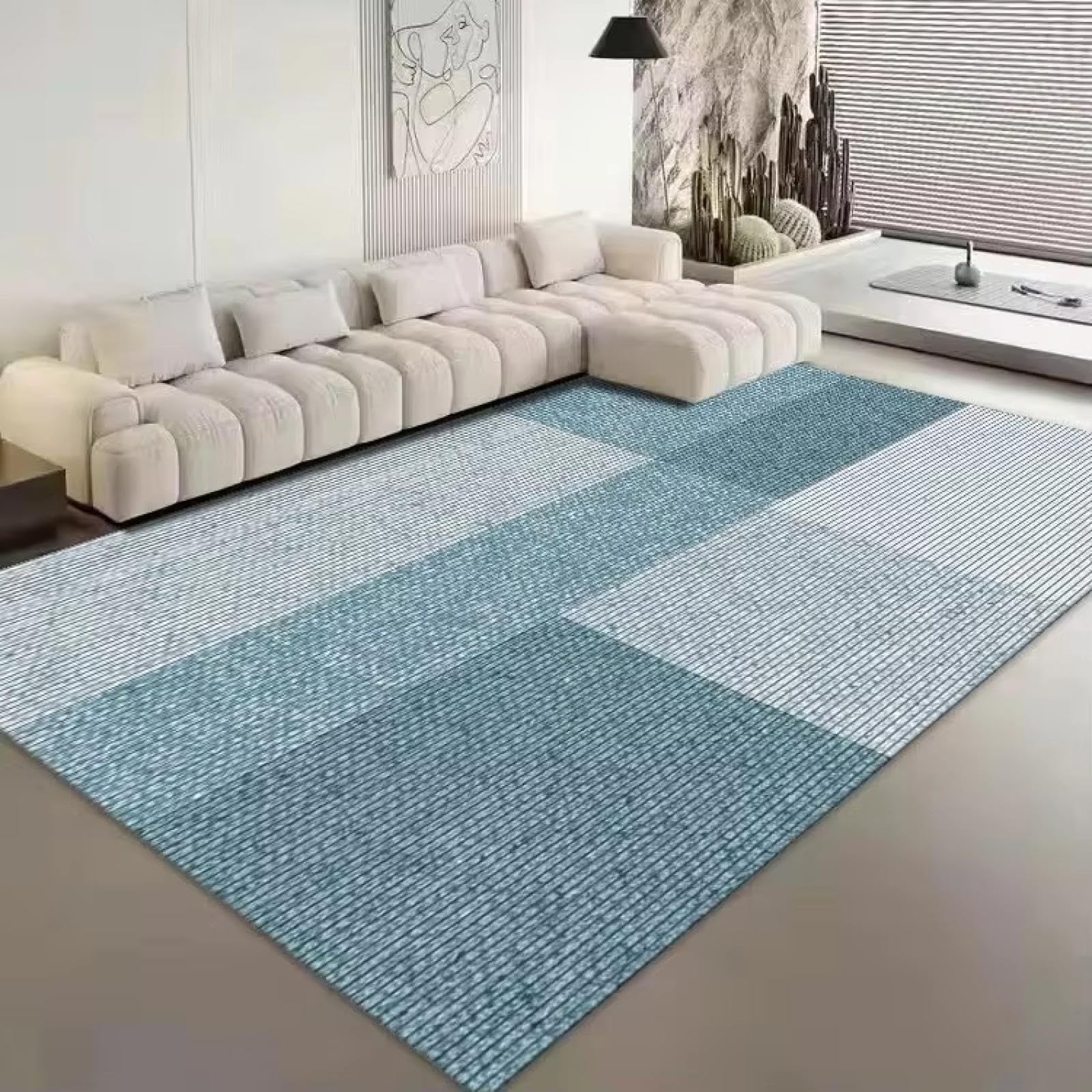 Tapis géométrique nordique de salon 100x140cm antidérapant pour chambre moderne