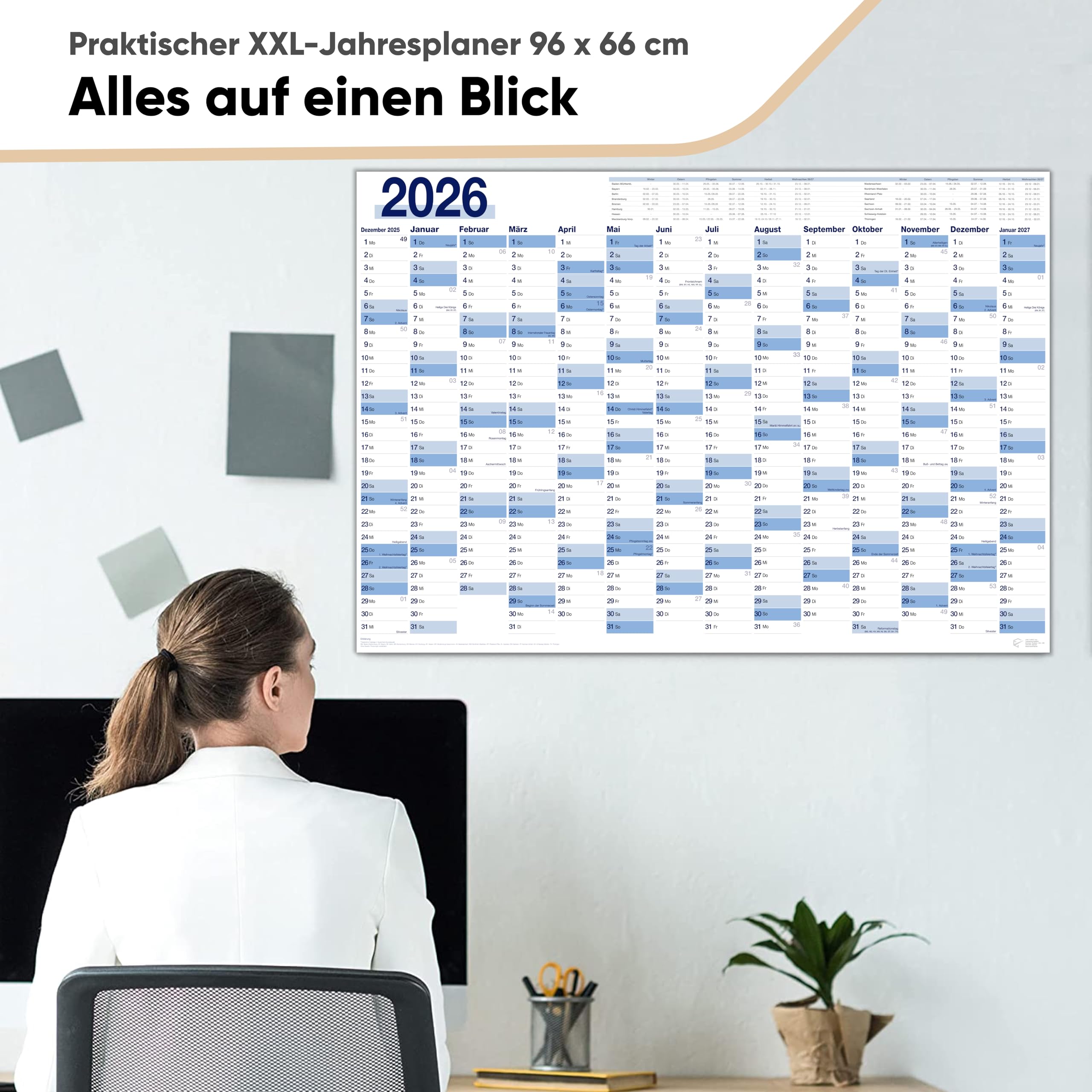 UNITURE® Wandkalender 2026 XXL – Großer Jahresplaner & Terinplaner für