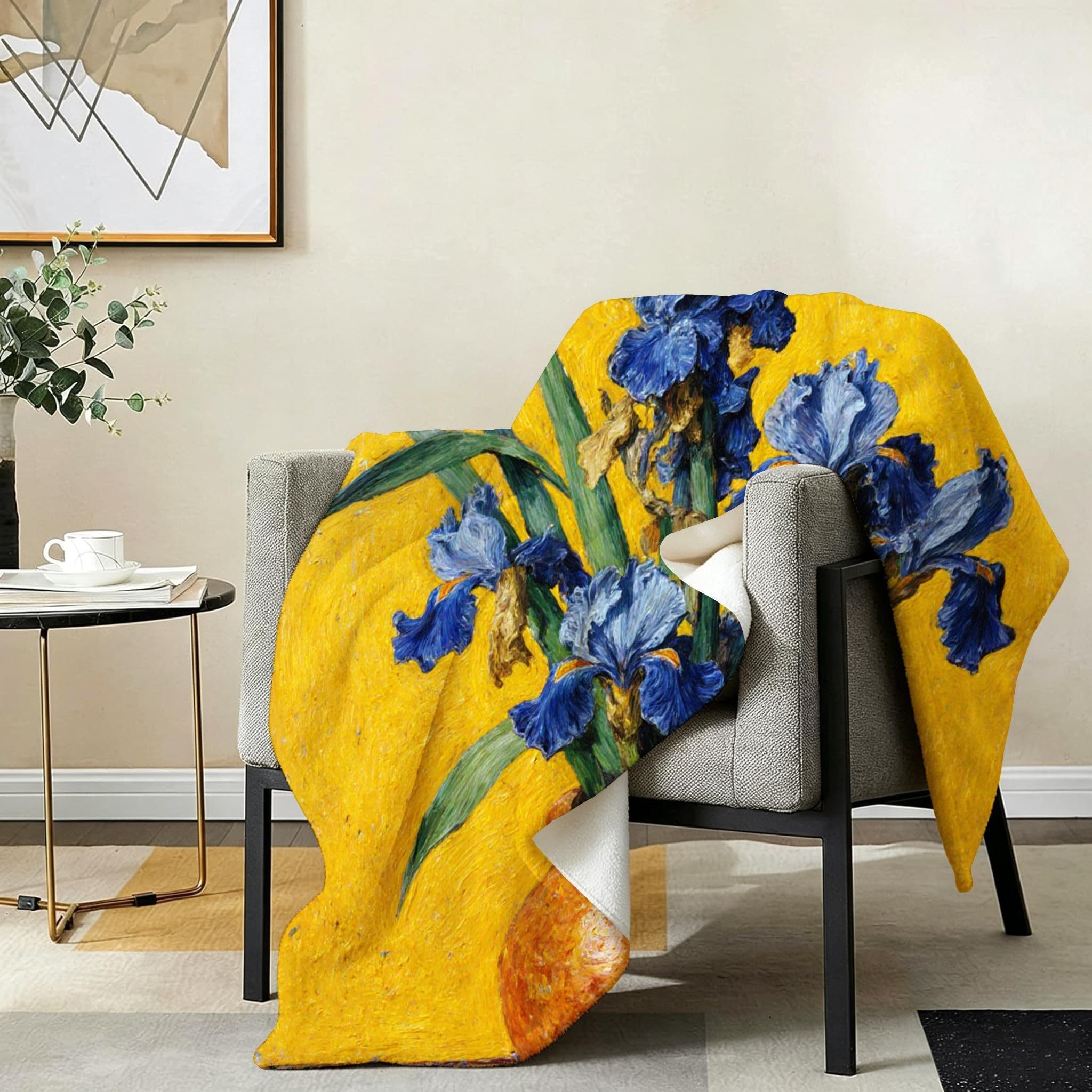 Manta Franela Sherpa 3D Flor Amarilla 240x260cm para Cama 180-A298