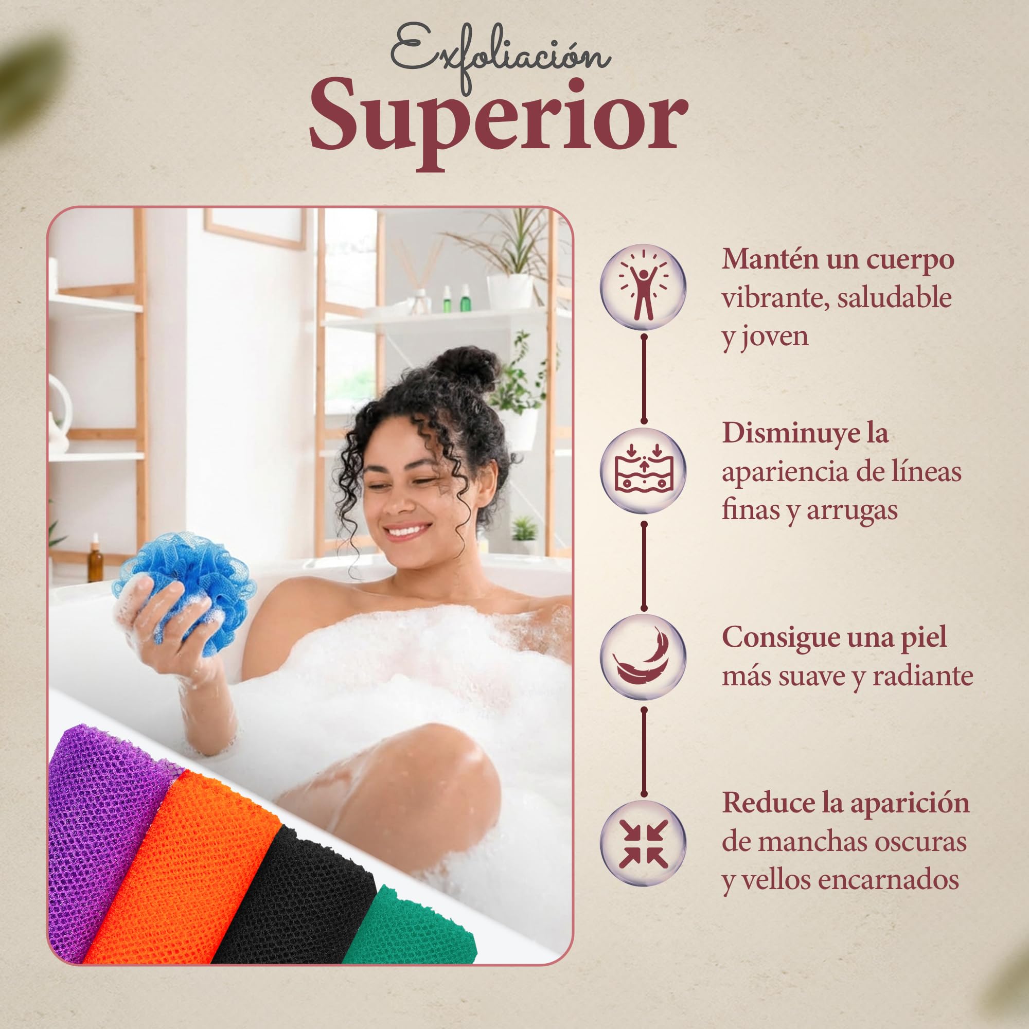 Esponja Africana Auténtica Ghana Exfoliante Corporal Ducha Baño con Cordón Red Malla Larga para Cuerpo y Espalda Piel Suave Azul
