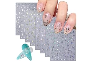 8 Sheets Moon Star Nail Decals for Boho Chic Celestial Nail Art