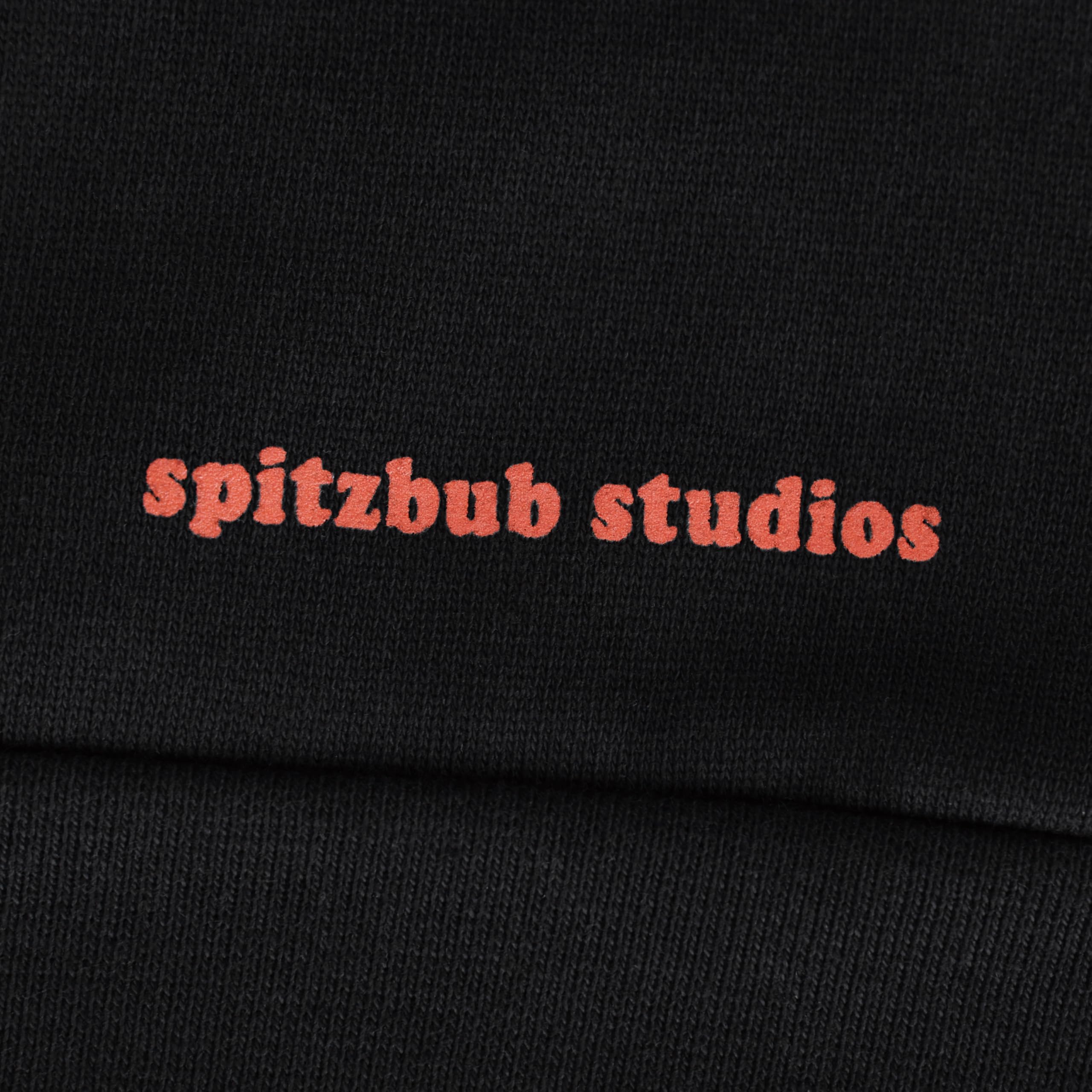 Spitzbub Oversized Hoodie Black Oasis – Kapuzenpullover, Schwarz mit Kaktusprint auf der Brust & Markenprint hinten
