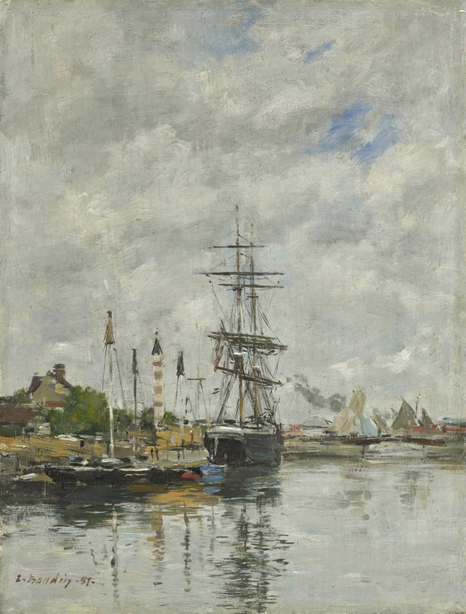 POSTERIIk Famous Print Pop Art Wall Art Graffiti Deauville the Boat Basin by Eugene Louis Boudin Art Prints for Home Decor 60x90cm