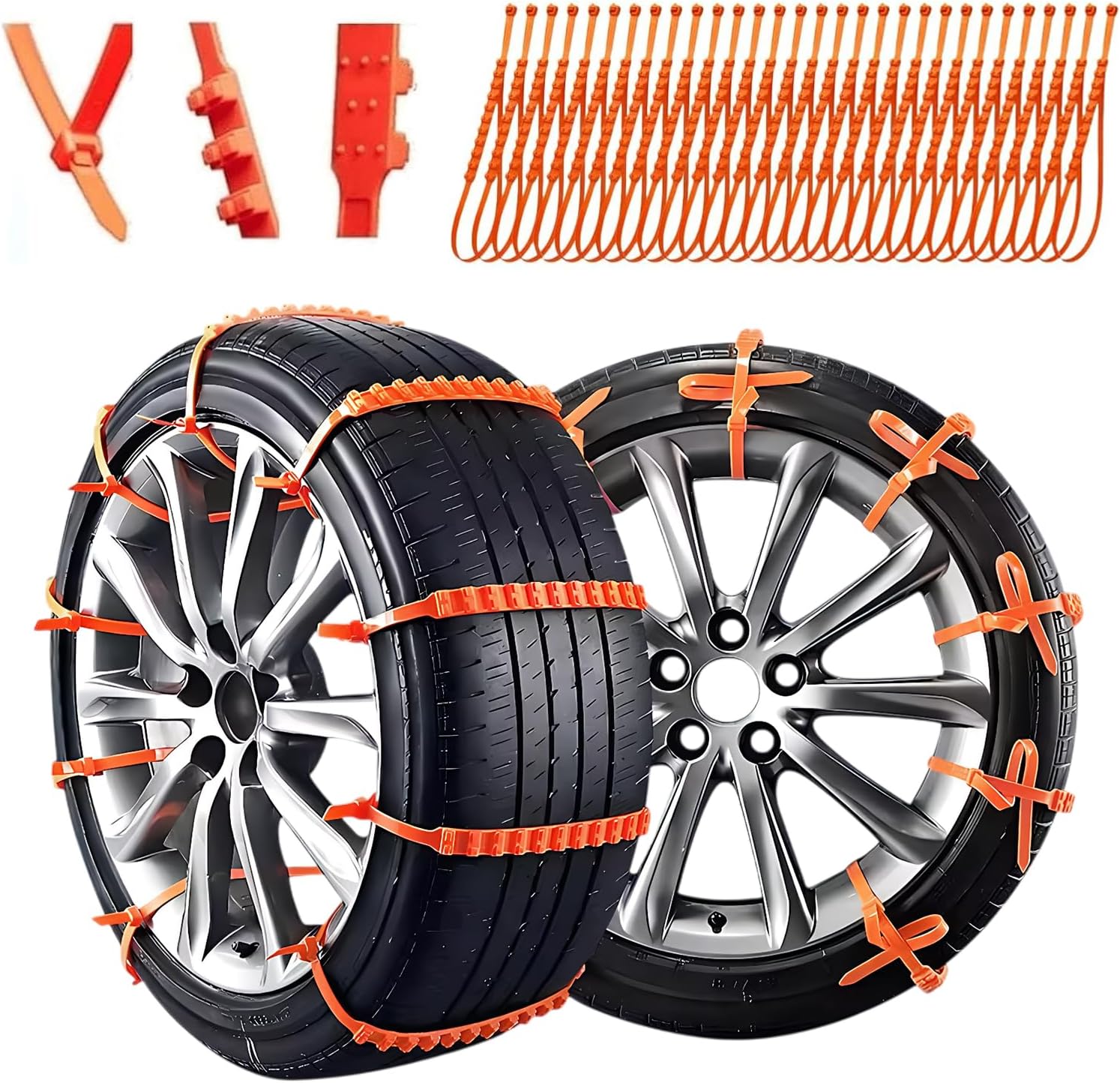 Okuyoshi Tire Chains, Non-Metallic Chains, Snow Chains, For Tires, Anti-Slip Vans, Many Pieces, Universal, Adjustable Size, Suitable for Snowy Roads, Frozen Roads, Mud Roads, No Jack Required, Easy