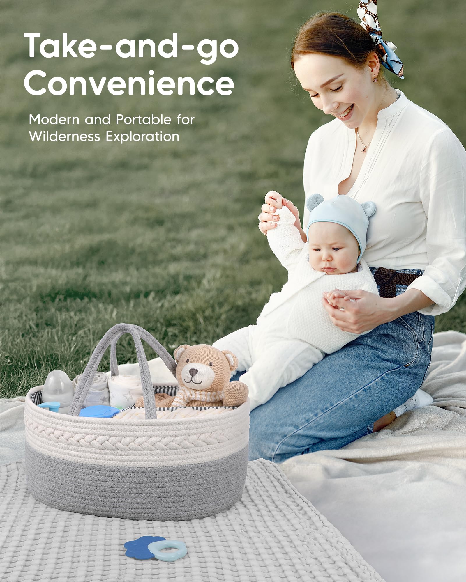 Afenau Panier Rangement Bébé Organisateur En Coton, Avec