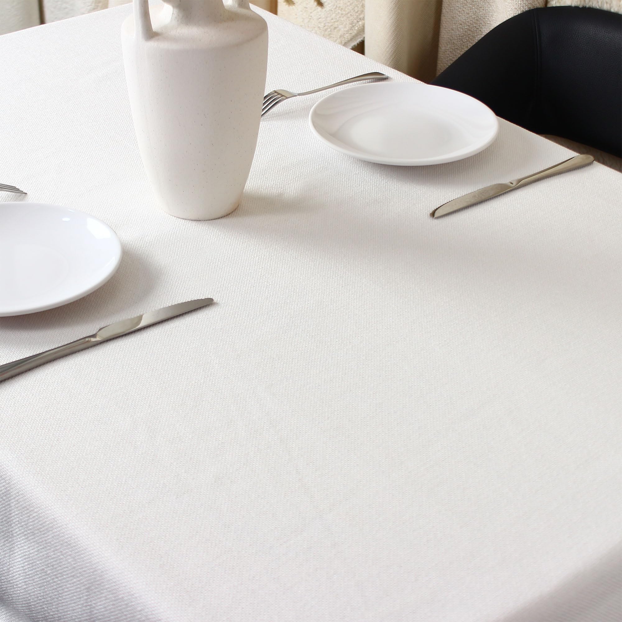 homeart White Tablecloth 160 × 300 cm (63″ × 118″) – Elegant, Durable, Water-Resistant & Wipeable Fabric Long Rectangle Table Cover, Dust-Proof, Washable, Dining, Weddings, Banquets, Kitchen & Events