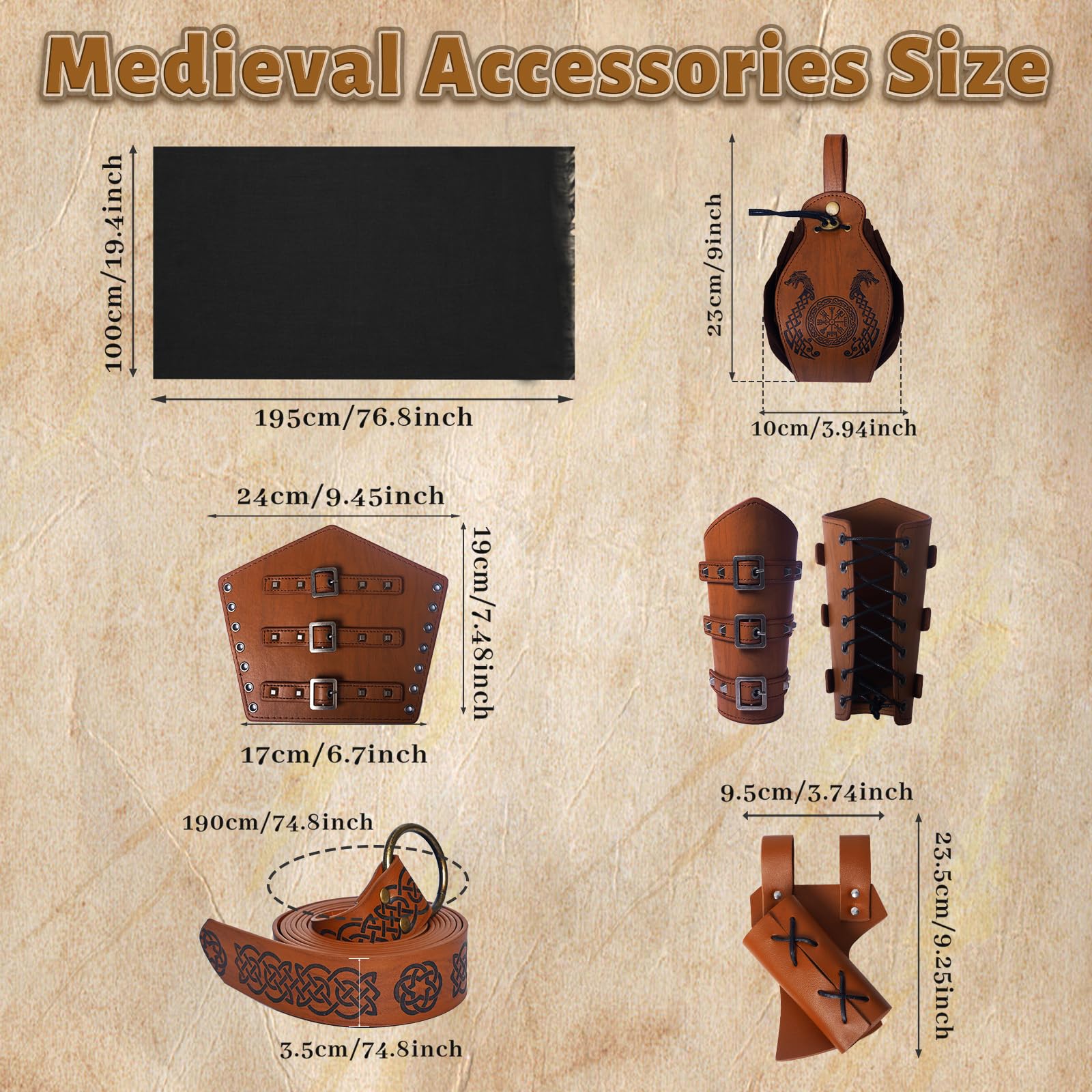 Costume da uomo medievale rinascimentale, costume vichingo, camicia con lacci, pantaloni da uomo con accessori, costume di Halloween per cosplay, maschera, mago
