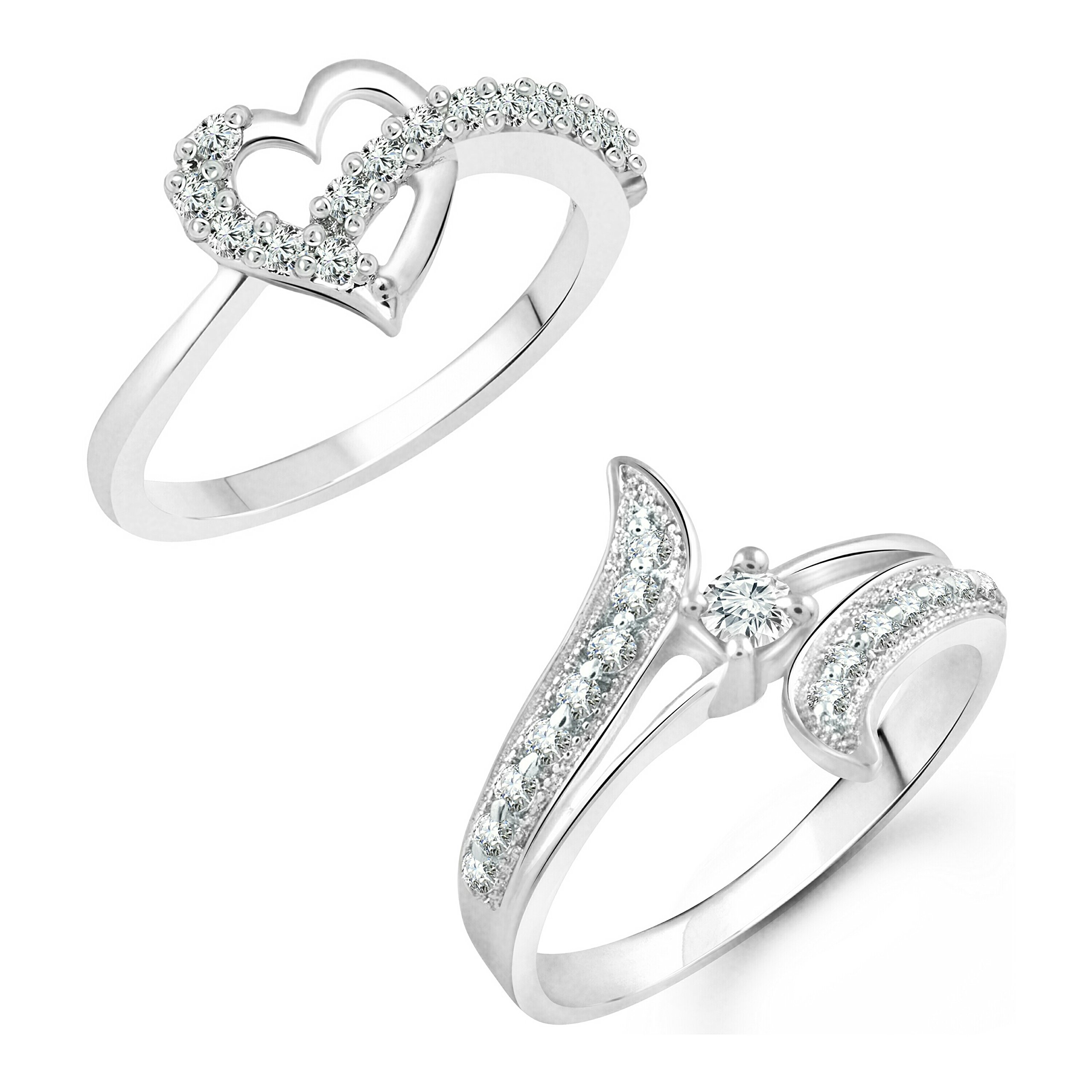 Vighnaharta Finger Shine Heart CZ Rhodium Plated Alloy Combo Fashion Ring set for Women and Girls [1076FRR-1002FRR] - [VFJ1234FRR14] (B071SFP1ML) Amazon Price History, Amazon Price Tracker