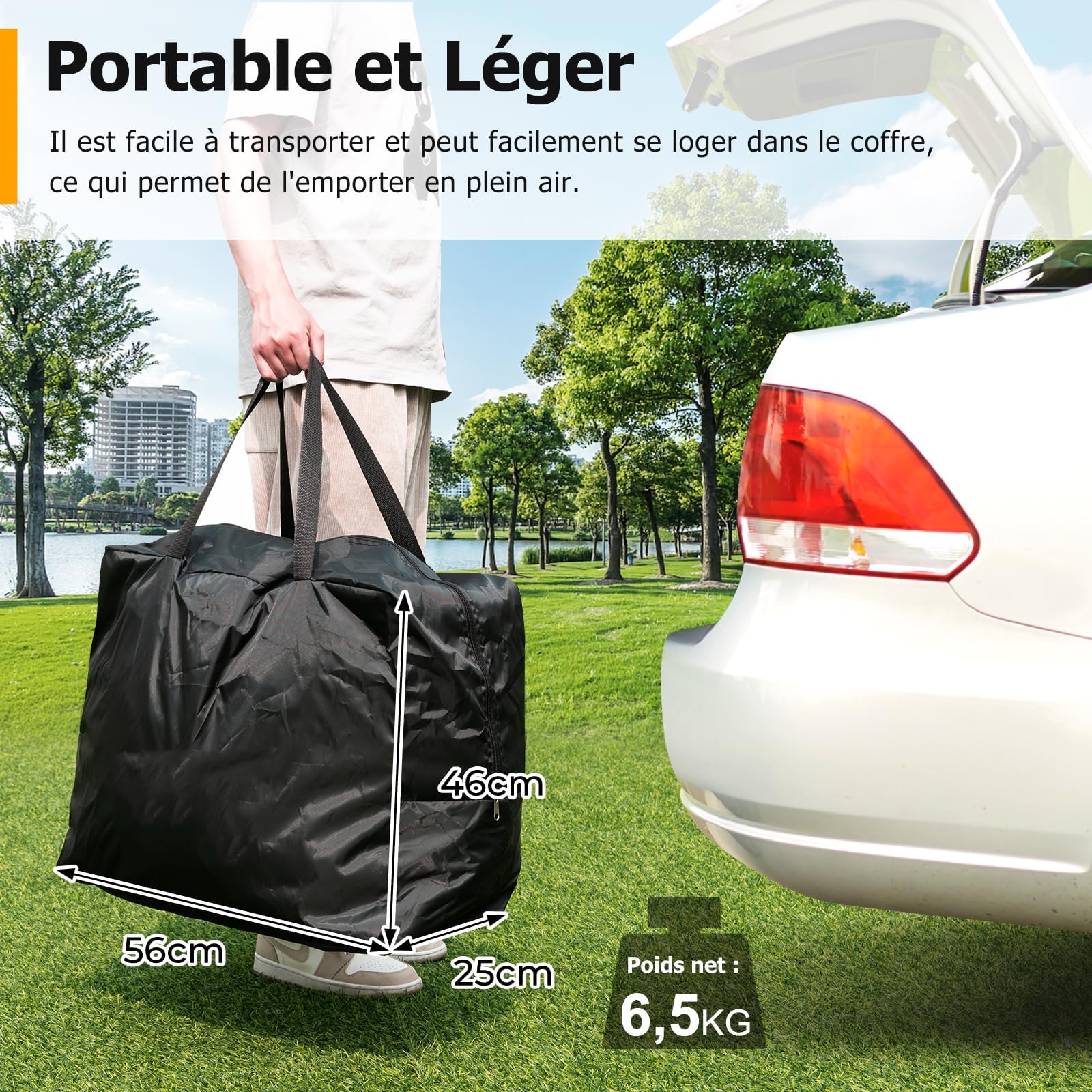 GYMAX Écran de Projection Gonflable 327 x 187 cm, Léger et Portable avec Sac de Rangement, Installation Facile avec Souffleur & Piquets de Sol, pour Cinéma en Extérieur