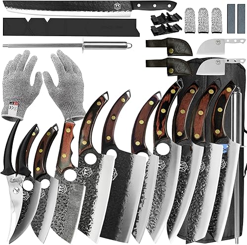 Miniatura 1 de XYJ Cuchillo de cocina de espiga completa, cuchillo de cocina para carne y verduras, cuchillo de chef para deshuesar, con bolsa portátil, tijeras de