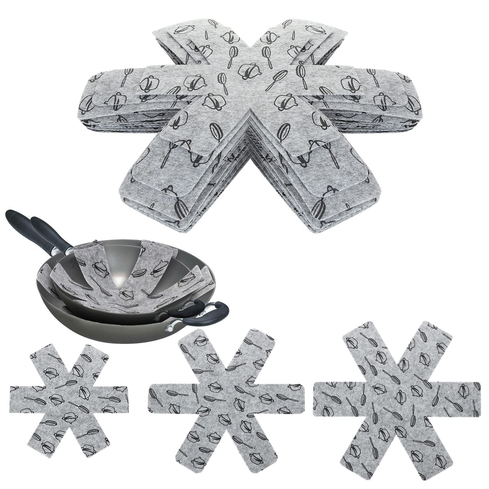 Pot and Pan Protectors, 12 Pcs with 3 Different Sizes, Cookware Protector Pots, Pans Dividers, Anti-Slip Pans Separator to Avoid Scratching or Marring When Stacking