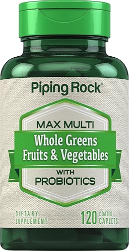 Piping Rock Suplemento de frutas y verduras | 120 cápsulas | Mezcla de frutas y verduras con probióticos | Max Multi Vitamina | Sin OMG, sin gluten