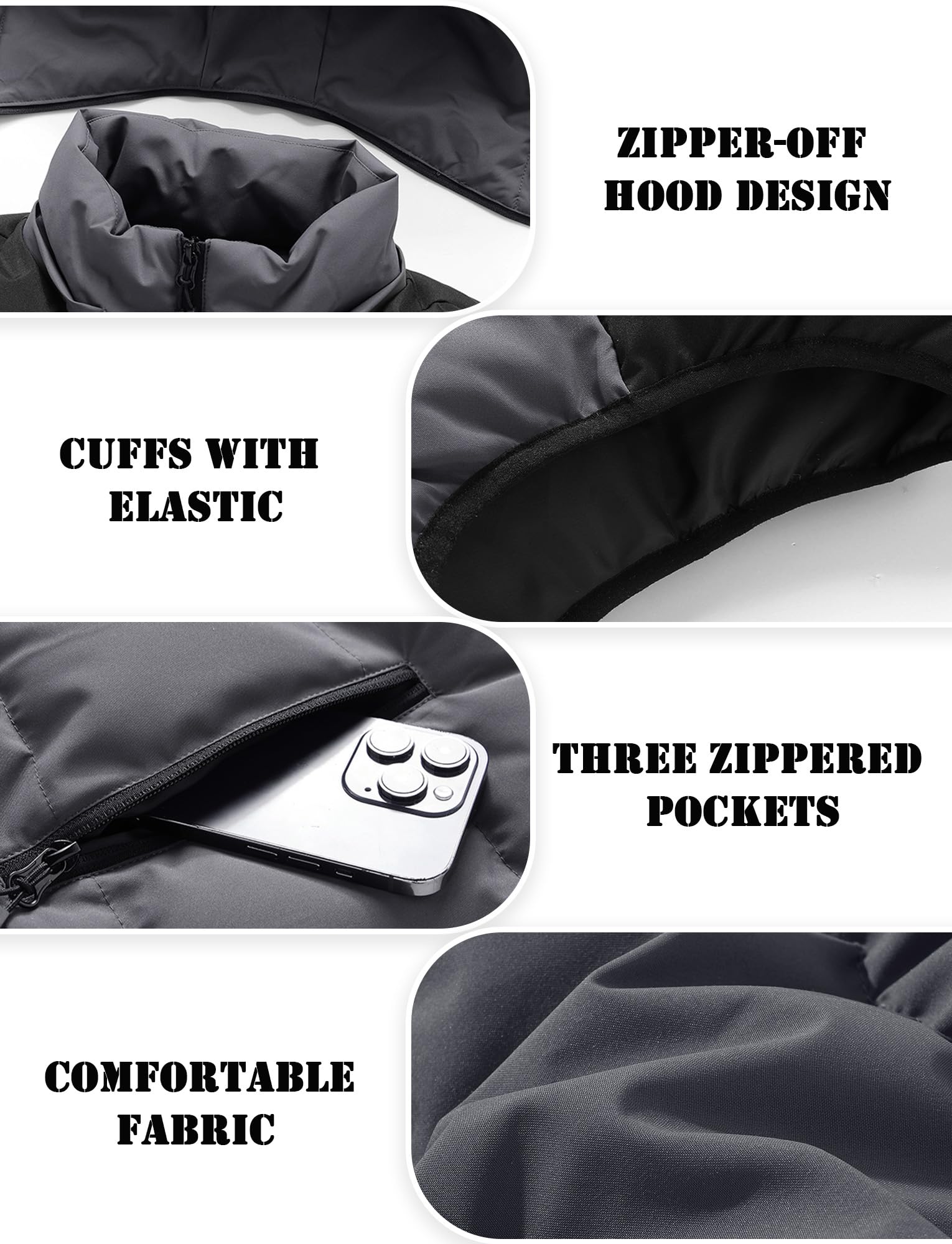 AIEOE Herren Winterweste Casual Farbblock Steppweste Verdickter Thermo Outdoorweste mit Kapuze EU XL