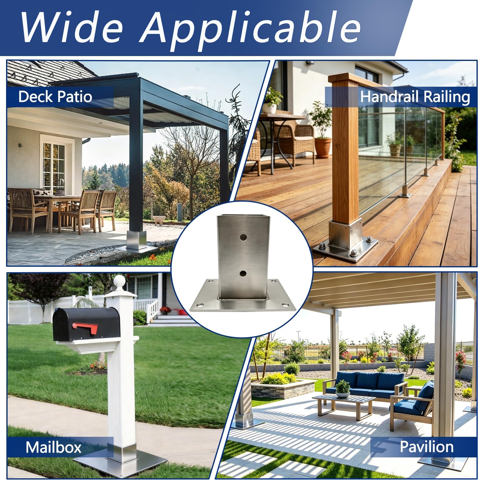 Stabiler Pfostenträger Pergola Außenholz 2/4 Stk | Mehrere Größen/rost-und wetterfester Geländerpfostensockel für Deck/Veranda mit Befestigungs(4,140x140mm/5.5x5.5")