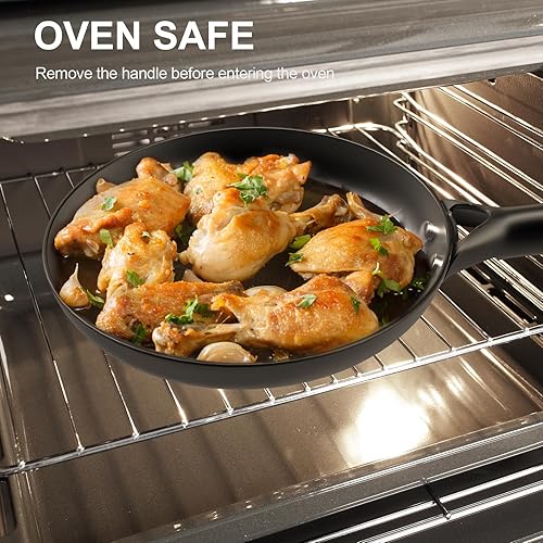 Miniatura 3 de Sartenes de hierro fundido, sartenes antiadherentes de 10 pulgadas y 12 pulgadas, juego de utensilios de cocina de 2 piezas de sartenes de hierro