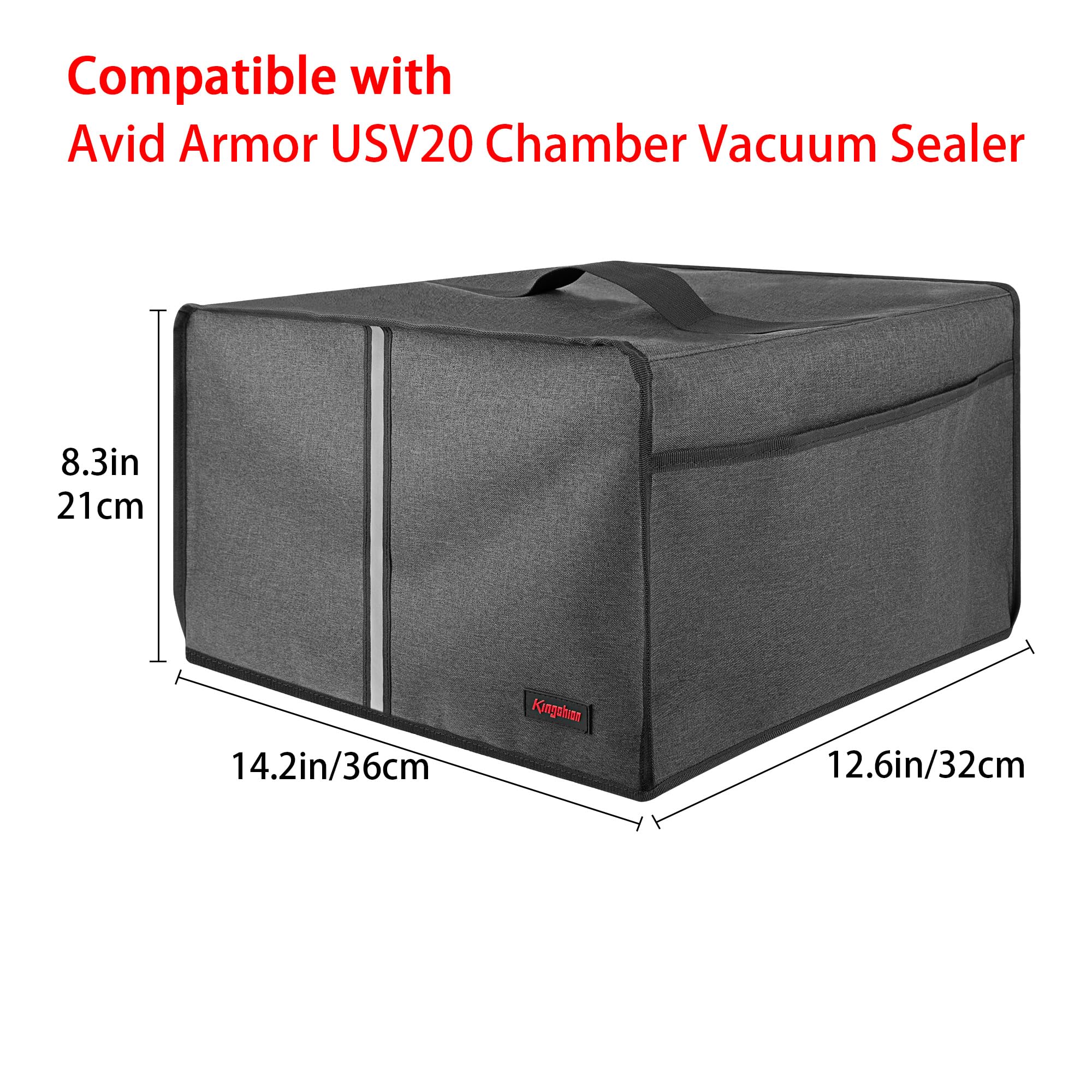 Kingshion Vacuum Sealer Dust Cover with Lateral Pockets Compatible with Avid Armor USV20 Chamber Vacuum Sealer, 14.2 x 12.6 x 8.3 In -Dark Gray