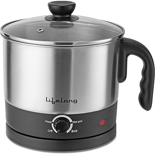 Lifelong Multifunction Cooker/Kettle 1.5 litres (Best for Boiling Milk, Eggs, Soup and Maggi/Noodles), Silver, 1.5 liters (LLMC01), Stainless Steel, 600 Watt