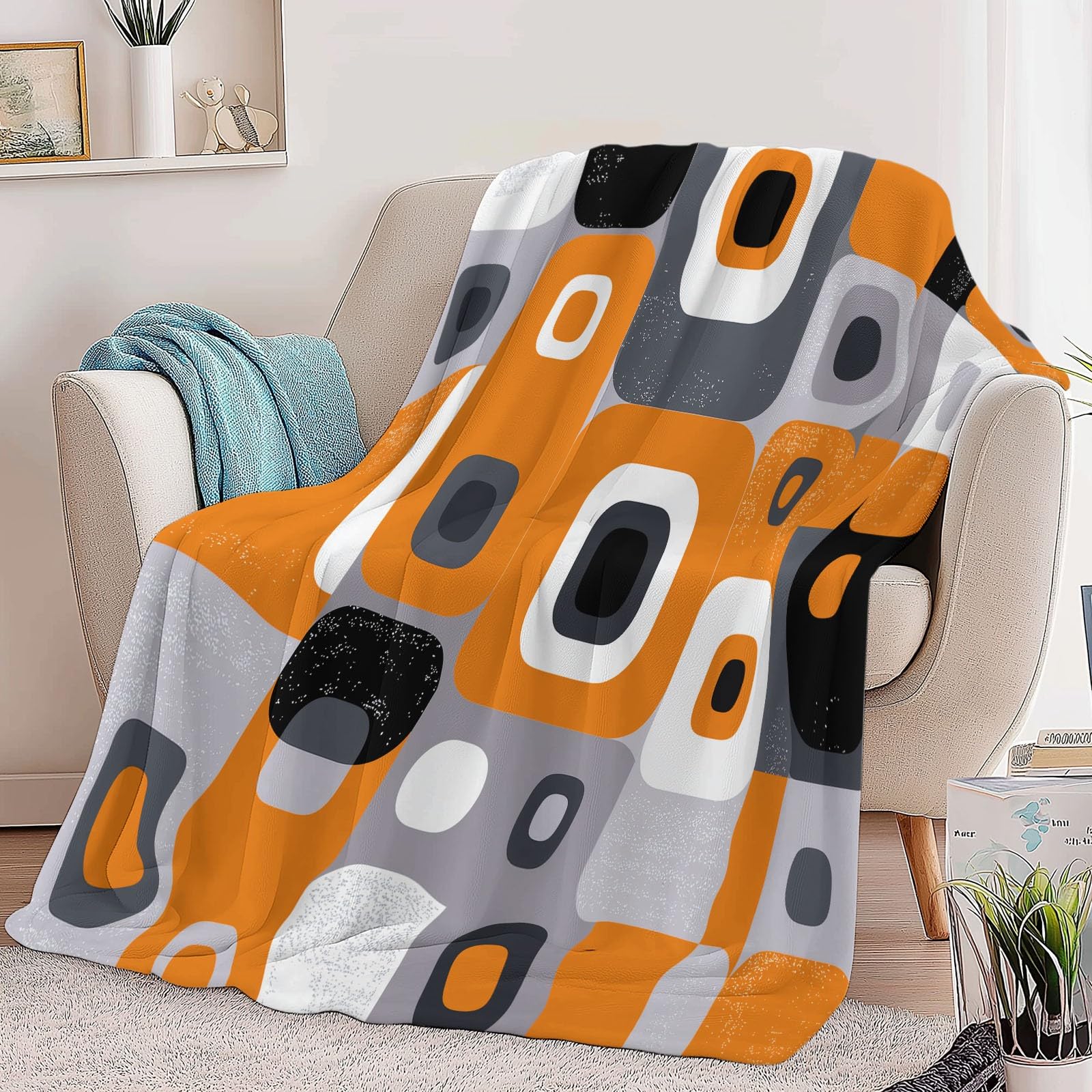 Flanelowy koc polarowy abstrakcyjne geometryczne kostki polarowe, narzuta na sofę Wygodny koc dwuosobowy koc na łóżko w kratę zimowy, 220 x 240 cm wielokolorowy