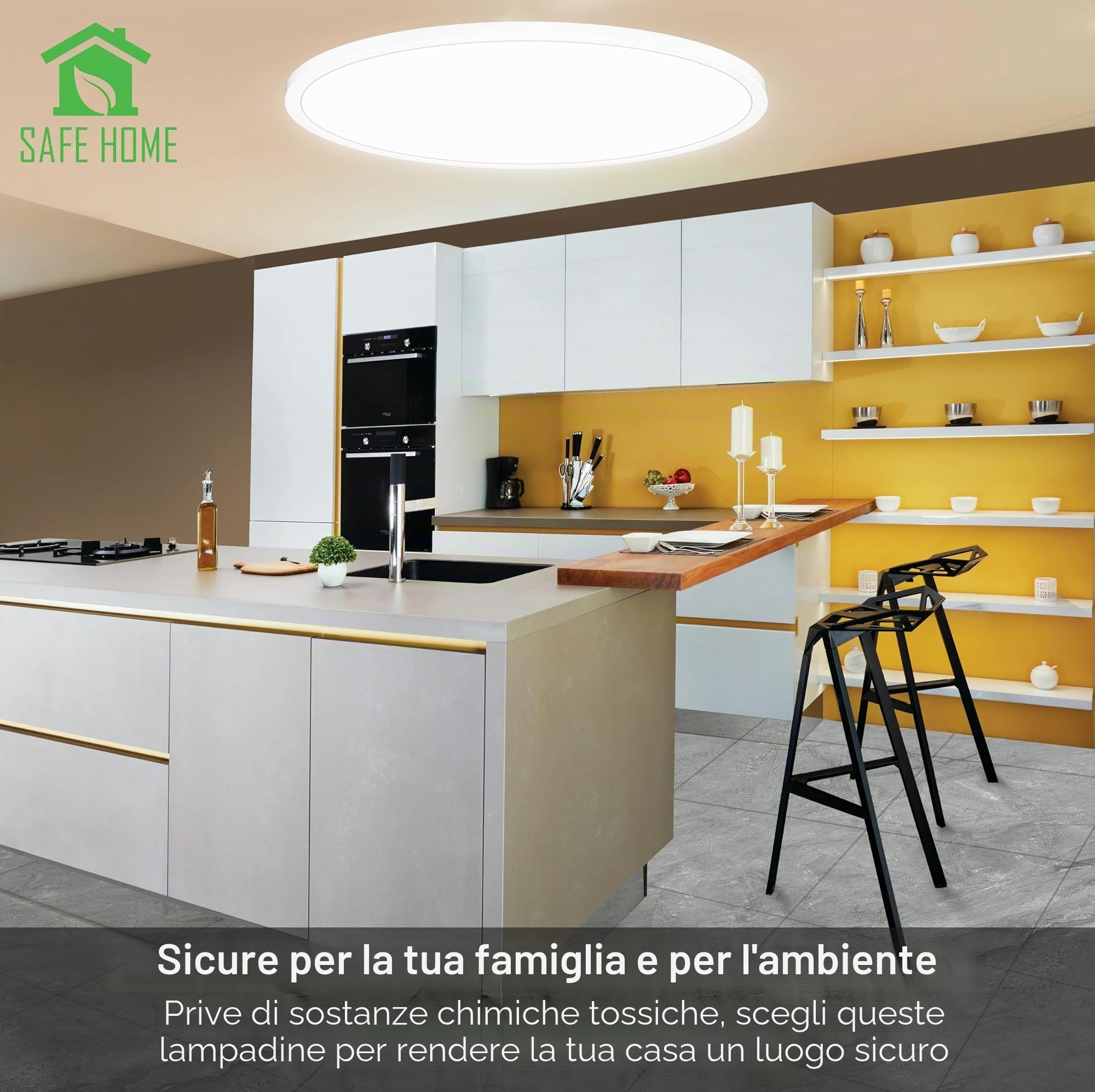 CLAR LED Plafoniera Ultra Slim - Luminosa Soffitto Bagno, Luce Naturale 4000K, 24W (Pack 5)