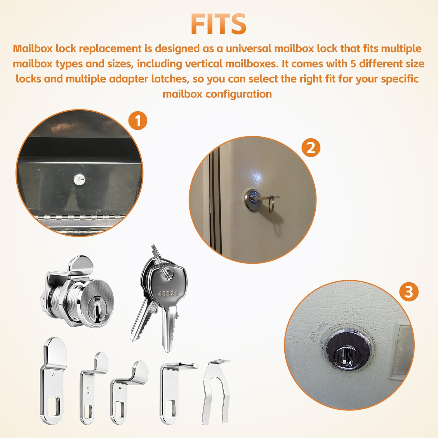 S 4573 Mailbox Lock – Replacement, for Several Brands, NA-14 Keyway, 90º Rotation Counter-Clockwise, Nickel Finish, Silver, 10 Pack