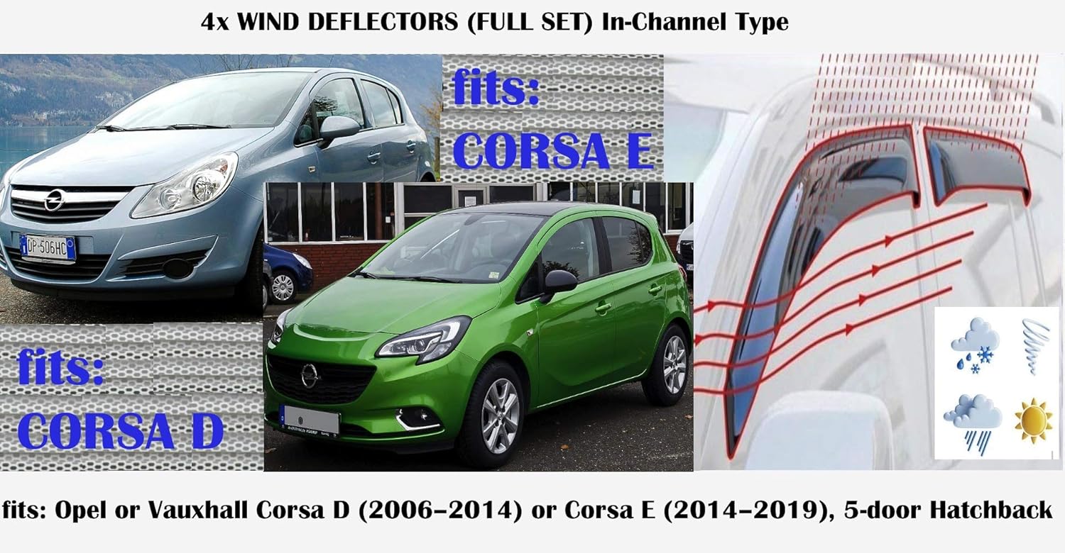 Set Of 4 Wind Deflectors INCHANNEL Type Compatible with VAUXHALL