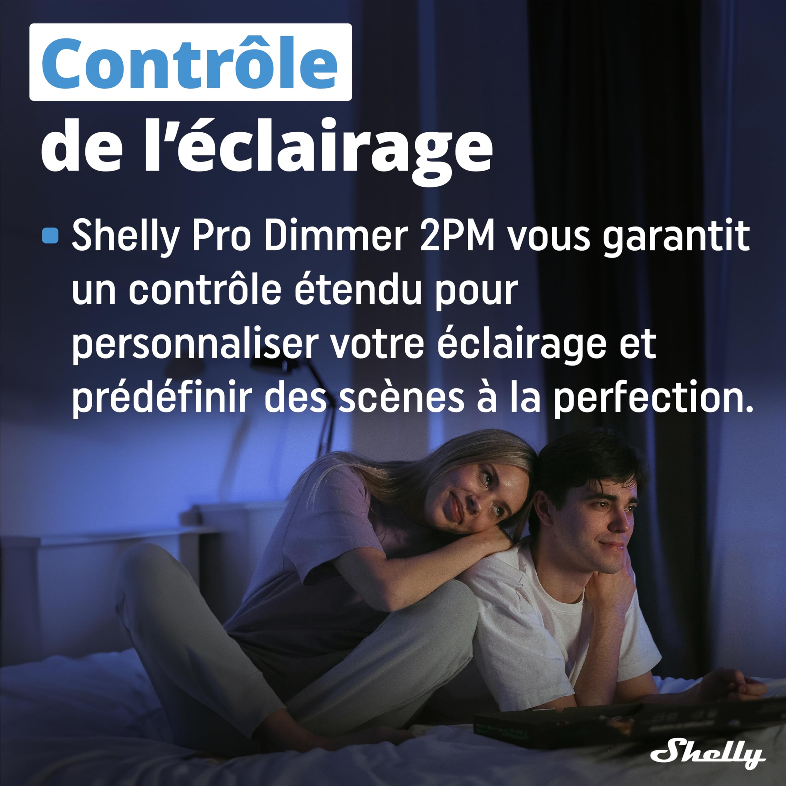 Shelly Pro Dimmer 2PM - Variateur de lumière Wi-Fi, LAN, Compteur de consommation intégré, 2 canaux (200W chacun), sur Rail DIN, Halogènes et LED, Compatible Alexa & Google Home, App iOS & Android