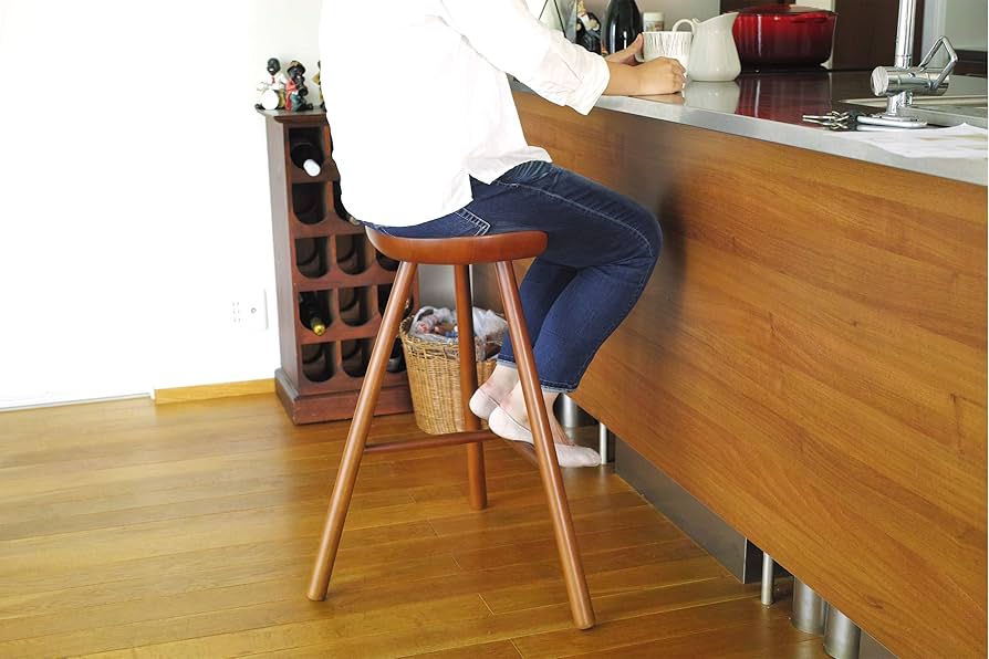 Amazon｜North Orange デザイナーズ スツール 木製 完成品 3本足