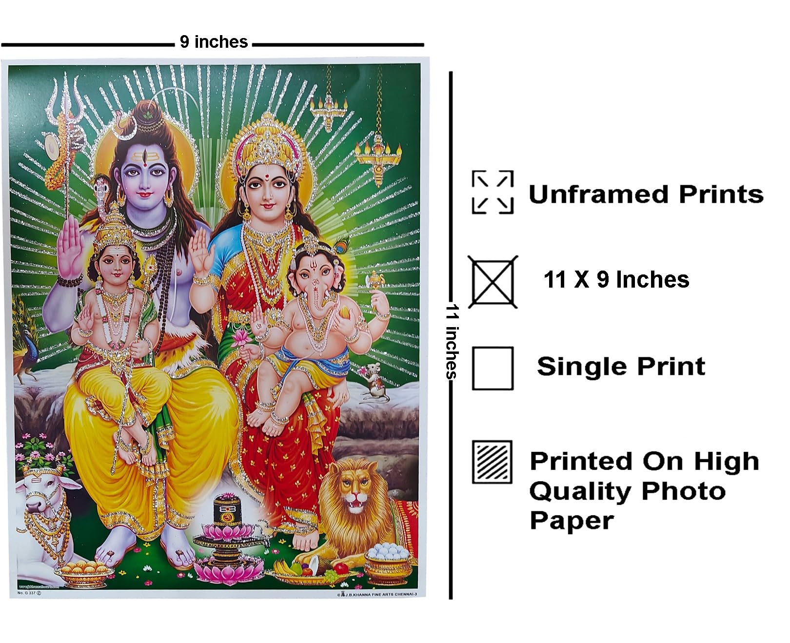 Rastogi Handicraft Best Of Indian Reprint Hindu God Poster/Picture With Unframed (Shiva-Parivar-Ji-11 X9) - Image 2