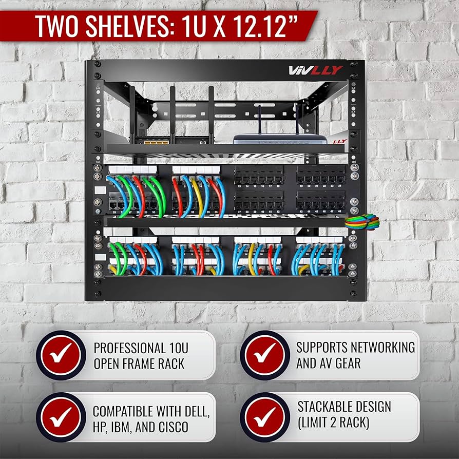 Amazon.com: Vivlly Open Frame 10U Rack for Networking