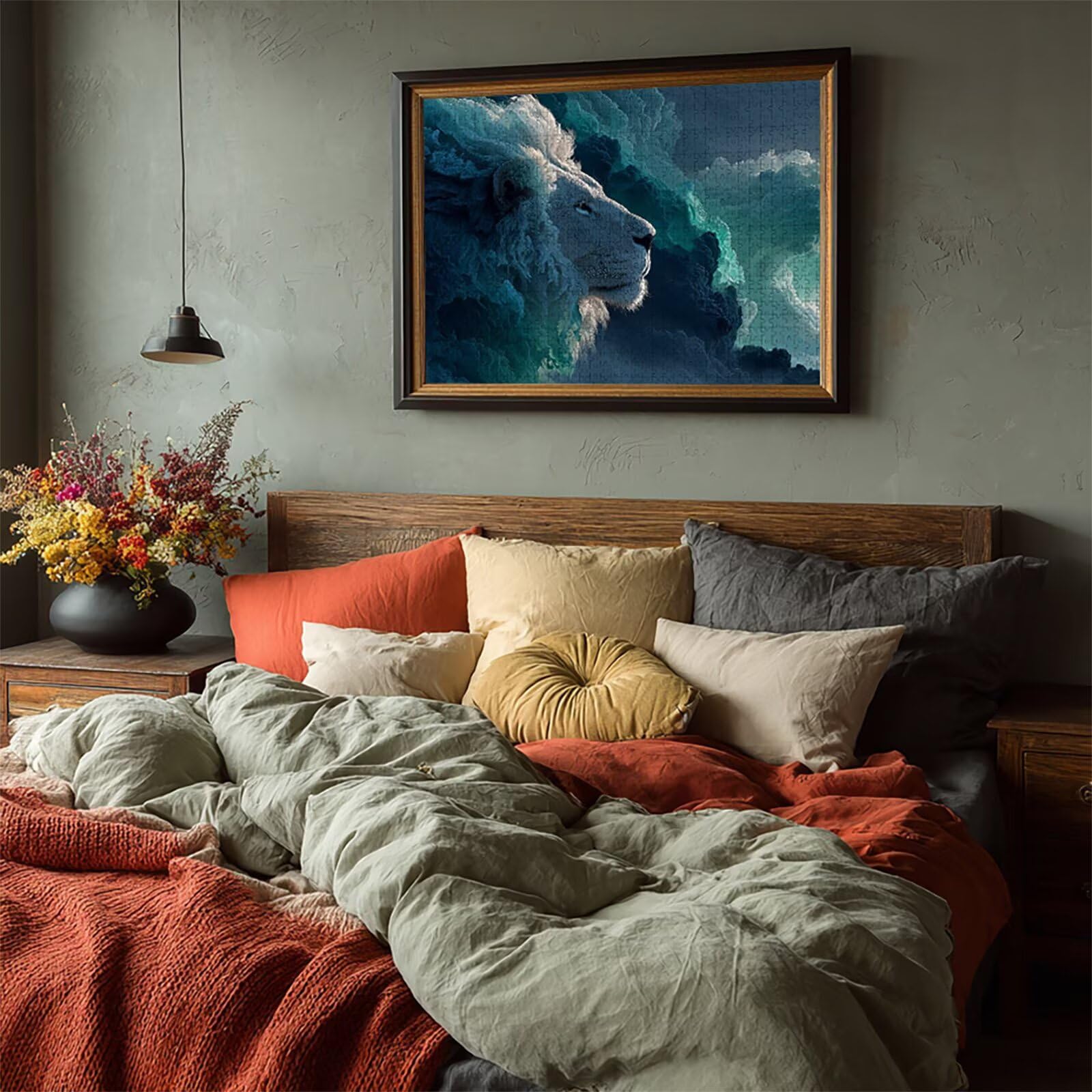 Drewniane puzzle w kształcie lwa, 178 x 104 cm, niebieskie puzzle 6000 elementów dla dorosłych z pudełkiem, edukacyjna, wymagająca gra, napis na plecach, łatwe do odróżnienia, letnie prezenty, piękna
