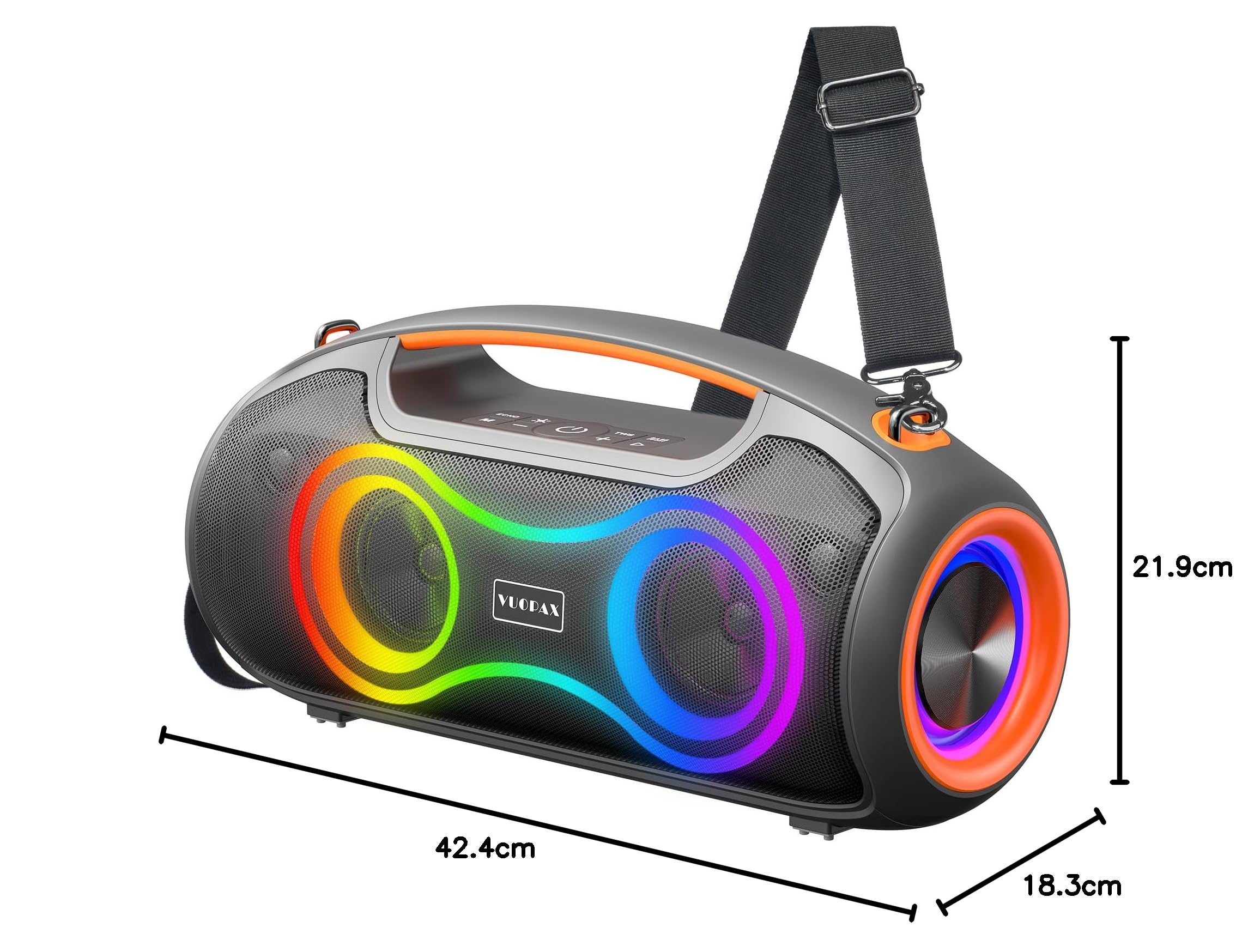 Cassa Bluetooth Potente Portatile (180W MAX),Altoparlante bluetooth Wireless configurazione 2*woofer 2*tweeter,Bluetooth 5.3,24H,IP65 Impermeabile,luci RGB,Bassi Profoni,DSP/ECHO/TF/USB