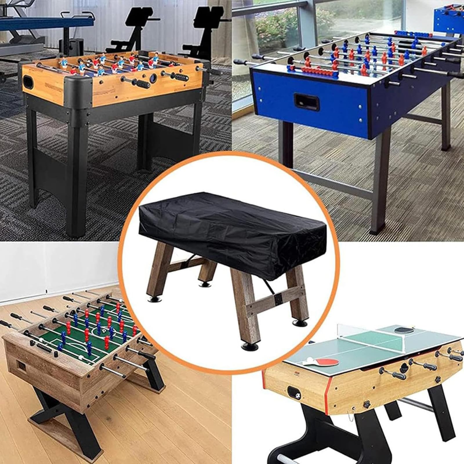 Copertura per Biliardino per Esterni Interni , 420D Oxford Rettangolari Coperture Protezione per Tavolo da Calcio Gioco da Esterno, Telo Protettiva Custodia per Foosball Table(Size:420D：160*115*50cm,C