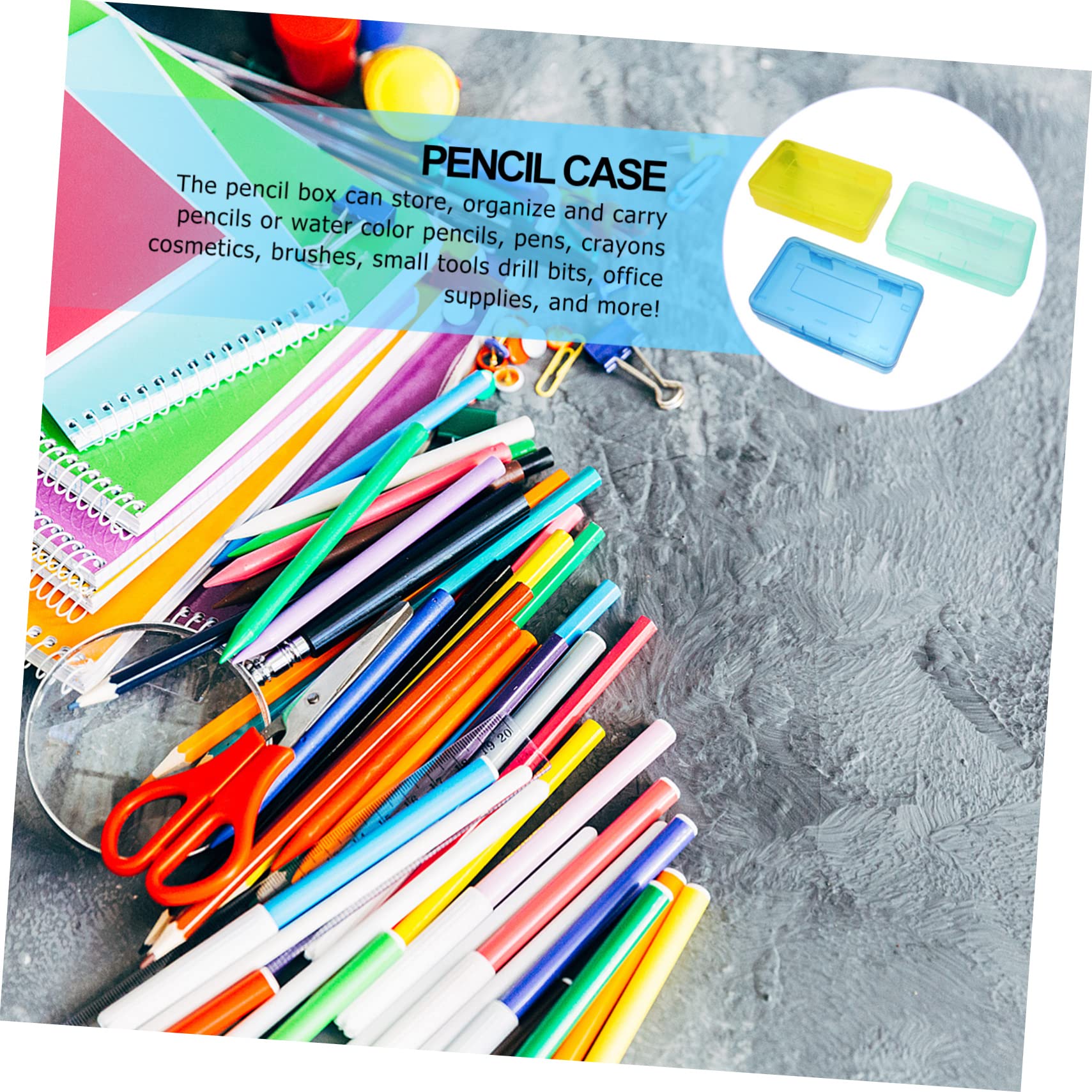 3pezzi Scatola Portaoggetti Trasparente Per Cancelleria Da Resistente Design Impilabile Per Studenti e Ufficio Organizzatore Multifunzionale Per Matite Penne e Forniture Di
