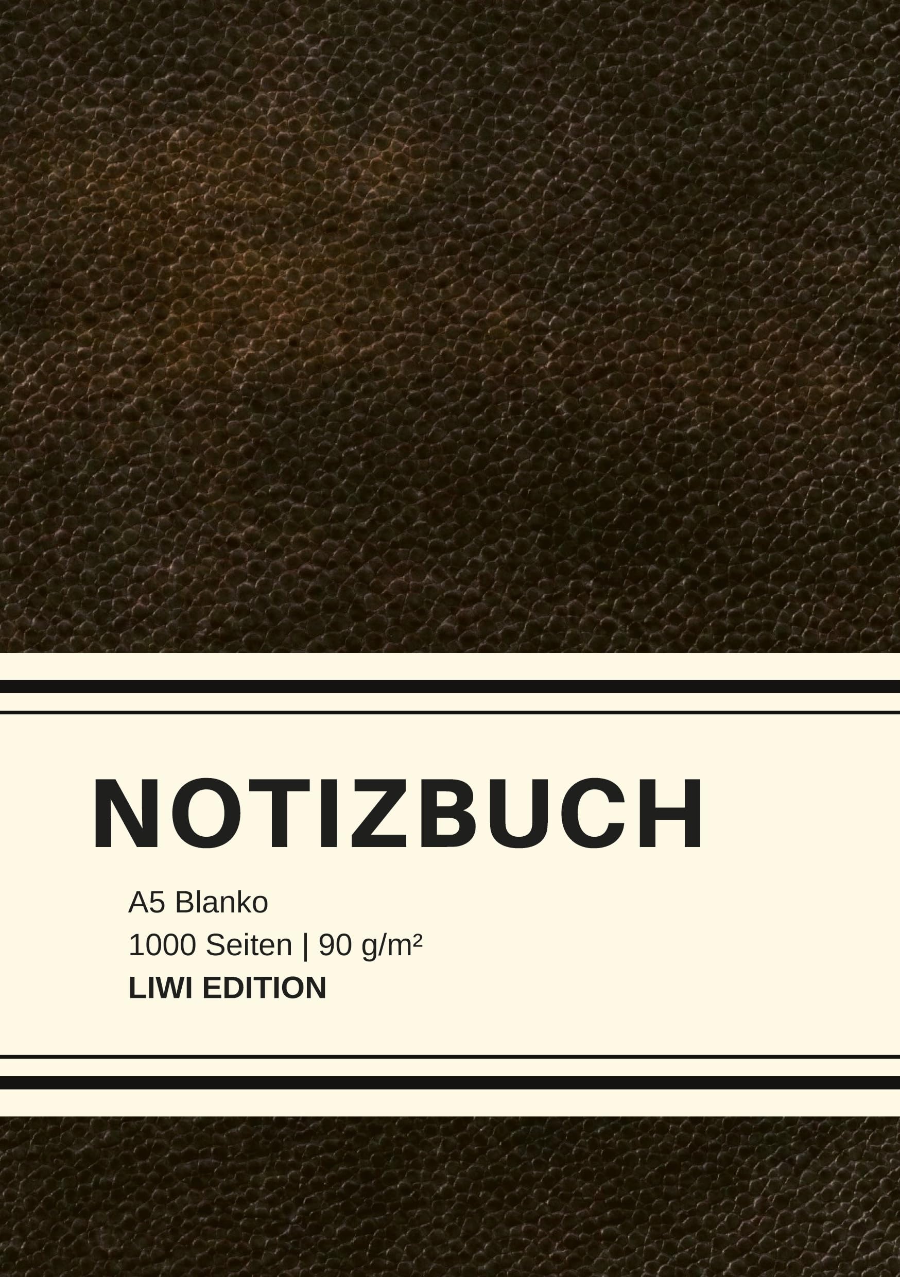 Dickes Notizbuch 1000 Seiten - A5 blanko - Hardcover schwarz mit Leseband - weißes Papier 90g/m² - FSC Papier: Notebook A5 - Journal gebunden blanko - ohne Leder
