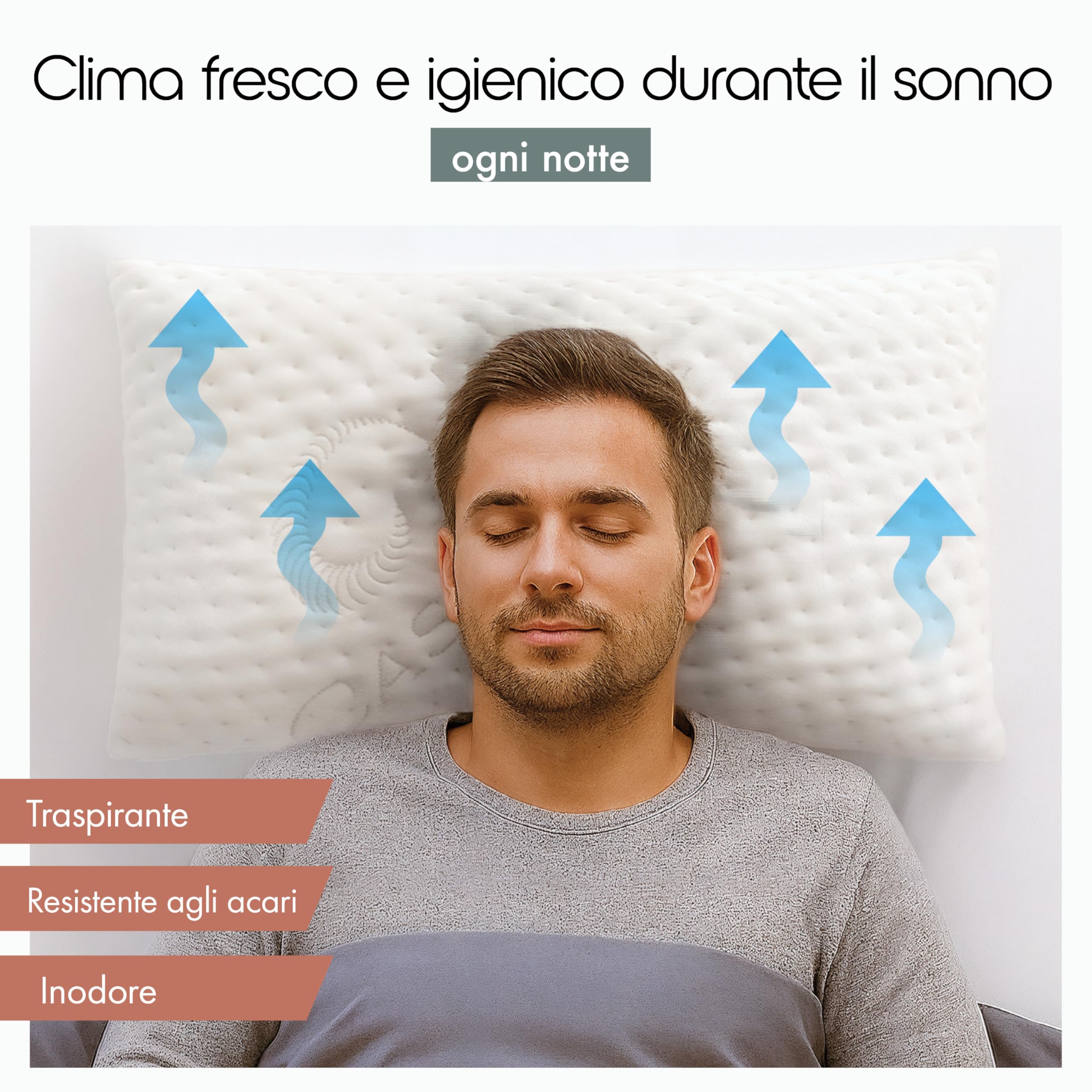 Blumtal Cuscino cervicale in memory foam – Cuscino in memory foam 70x36 cm, cuscino con fodera lavabile, certificato Oeko-TEX, altezza 8,5 cm